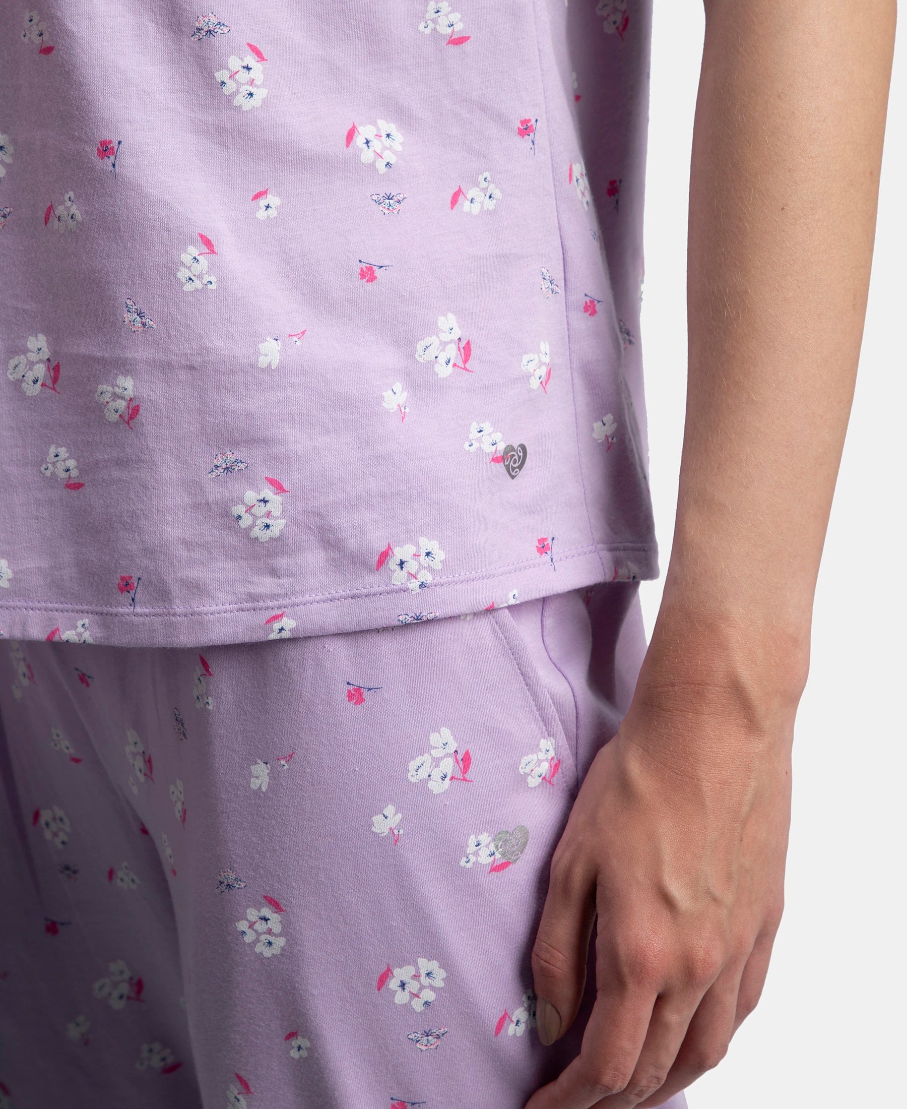 Cotton Short Sleeve Printed T-Shirt & Pyjama Sleep Set - Lavendula - Image 10
