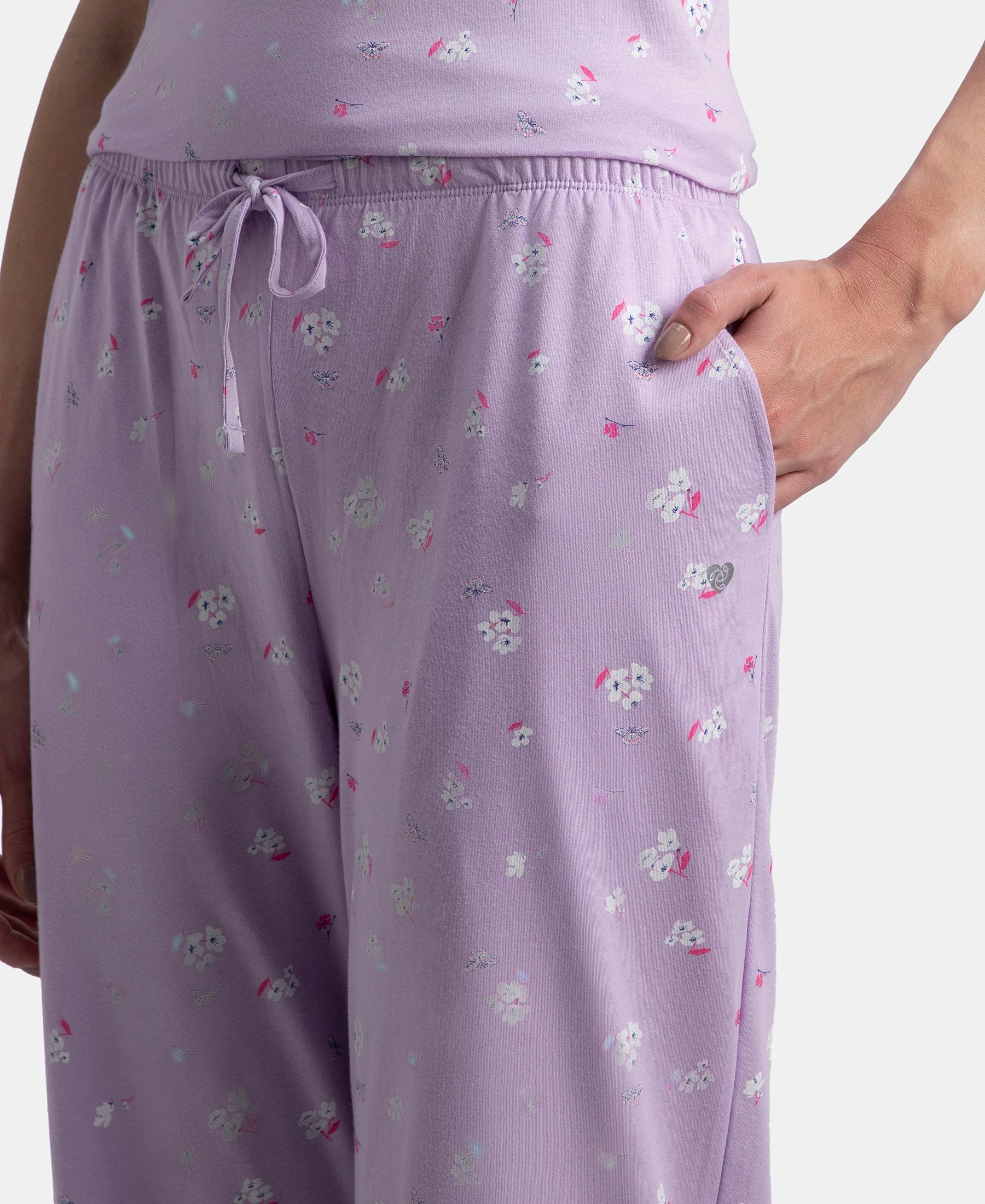 Cotton Short Sleeve Printed T-Shirt & Pyjama Sleep Set - Lavendula - Image 9