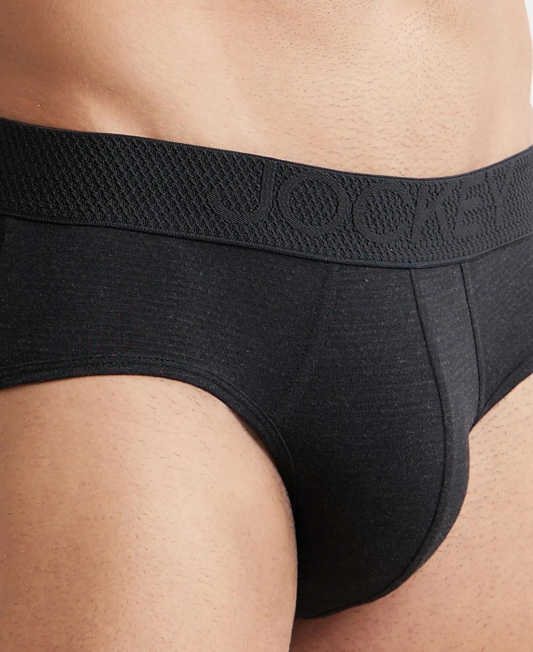 Bamboo Cotton Elastane Stretch Breathable Mesh Brief with StayDry Treatment - Black Melange - Image 6