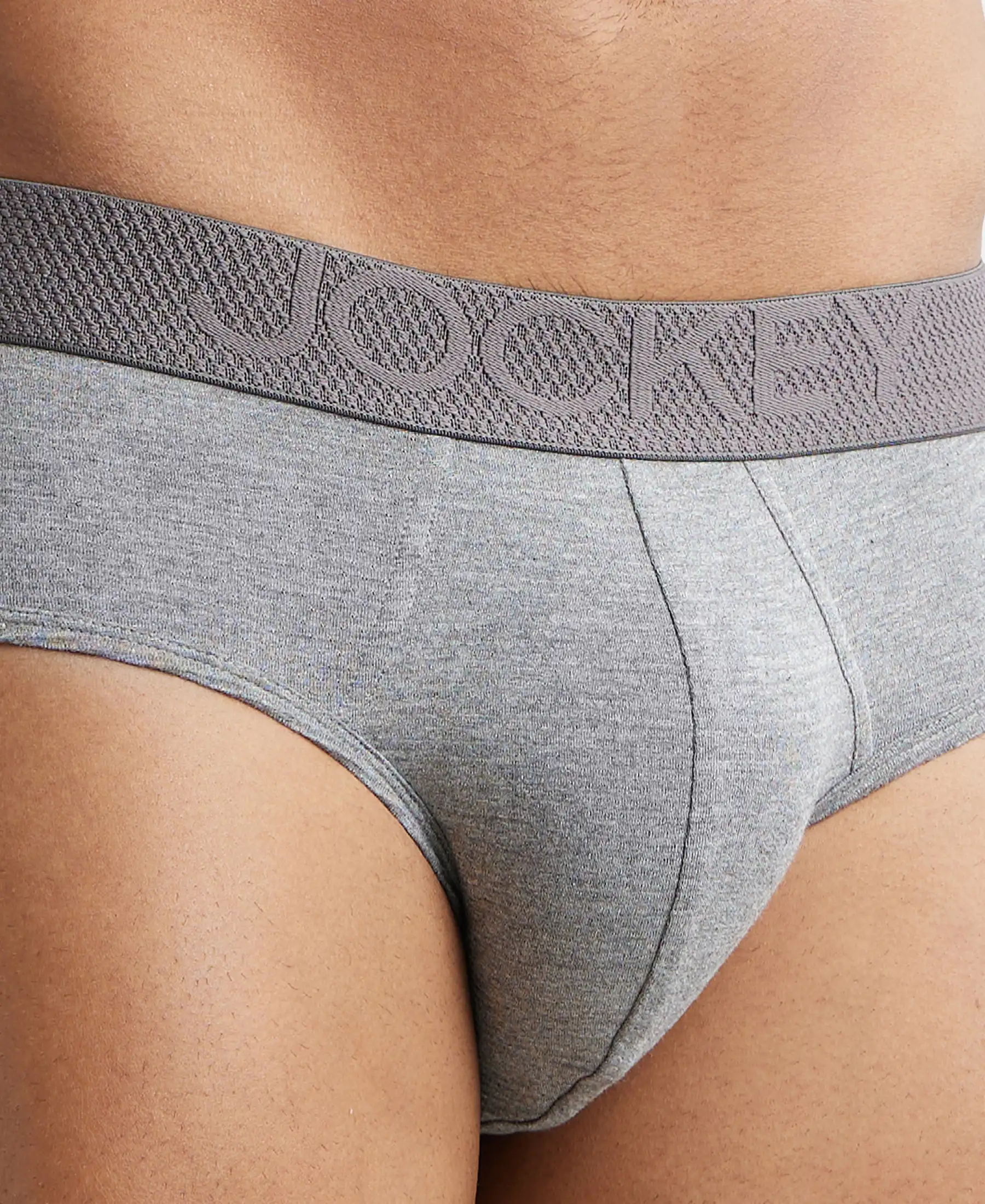 Bamboo Cotton Elastane Stretch Breathable Mesh Brief with StayDry Treatment - Mid Grey Melange - Image 6
