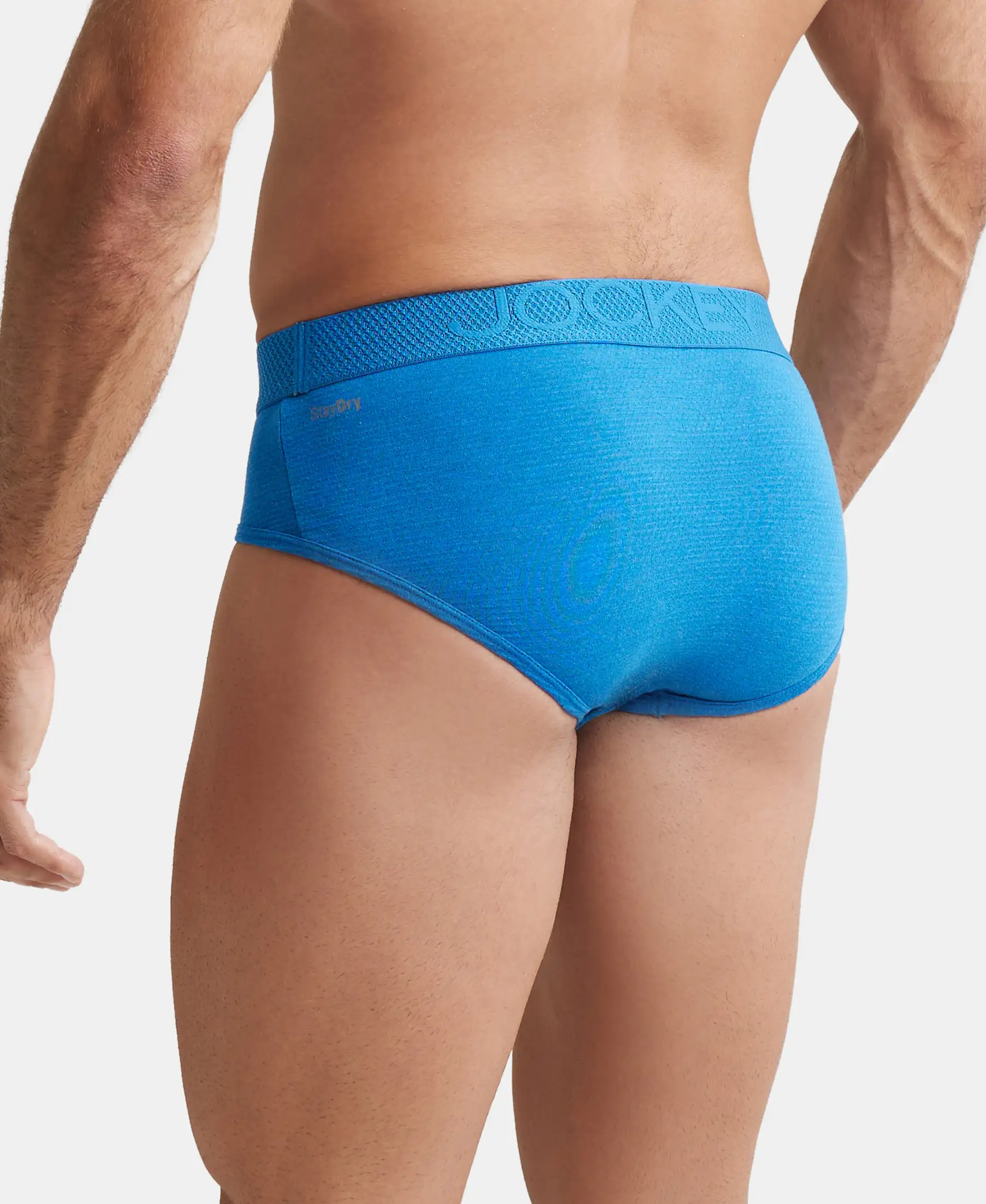 Bamboo Cotton Elastane Stretch Breathable Mesh Brief with StayDry Treatment - Move Blue Melange - Image 3