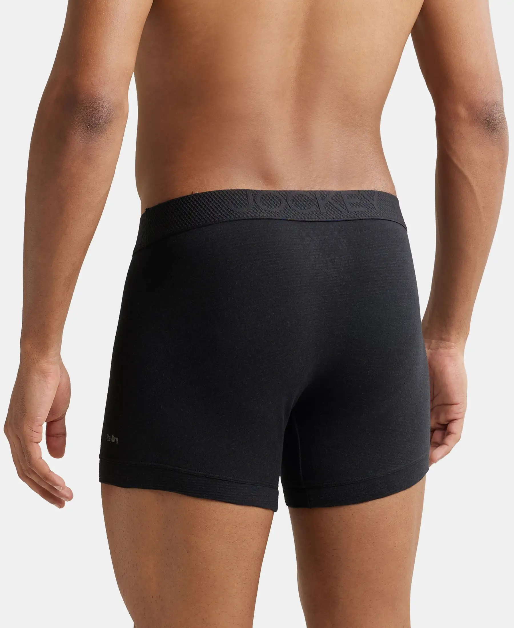 Bamboo Cotton Elastane Stretch Breathable Mesh Trunk with StayDry Treatment - Black Melange - Image 3