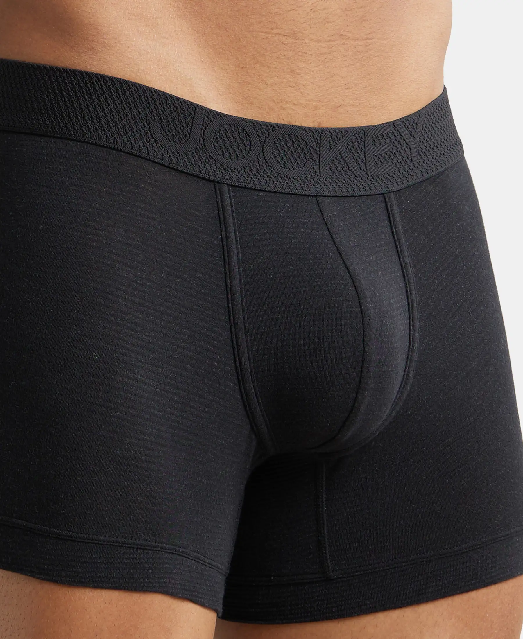 Bamboo Cotton Elastane Stretch Breathable Mesh Trunk with StayDry Treatment - Black Melange - Image 6