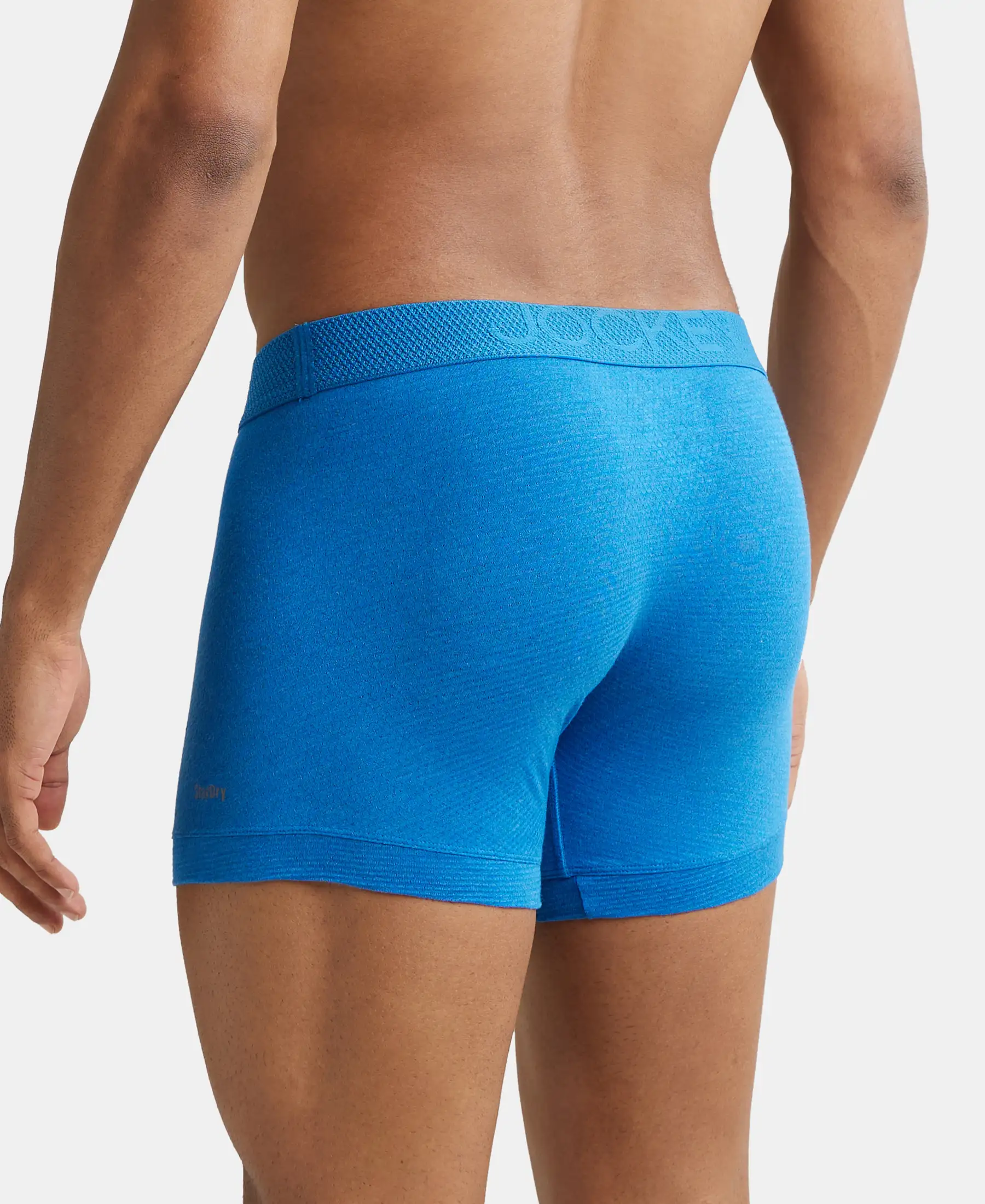 Bamboo Cotton Elastane Stretch Breathable Mesh Trunk with StayDry Treatment - Move Blue Melange - Image 3