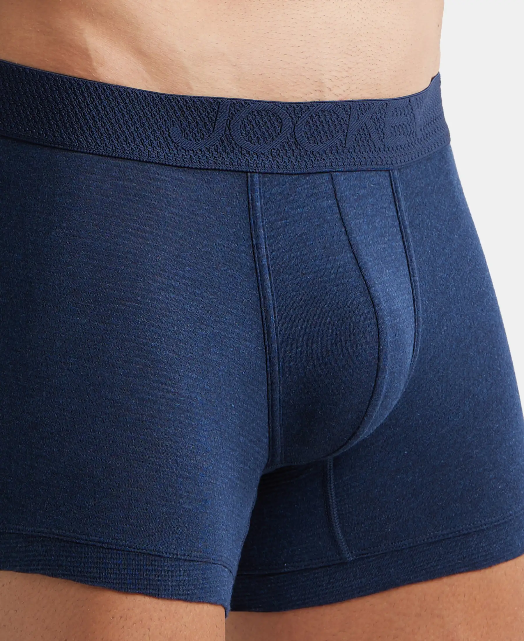 Bamboo Cotton Elastane Stretch Breathable Mesh Trunk with StayDry Treatment - Navy Melange - Image 6
