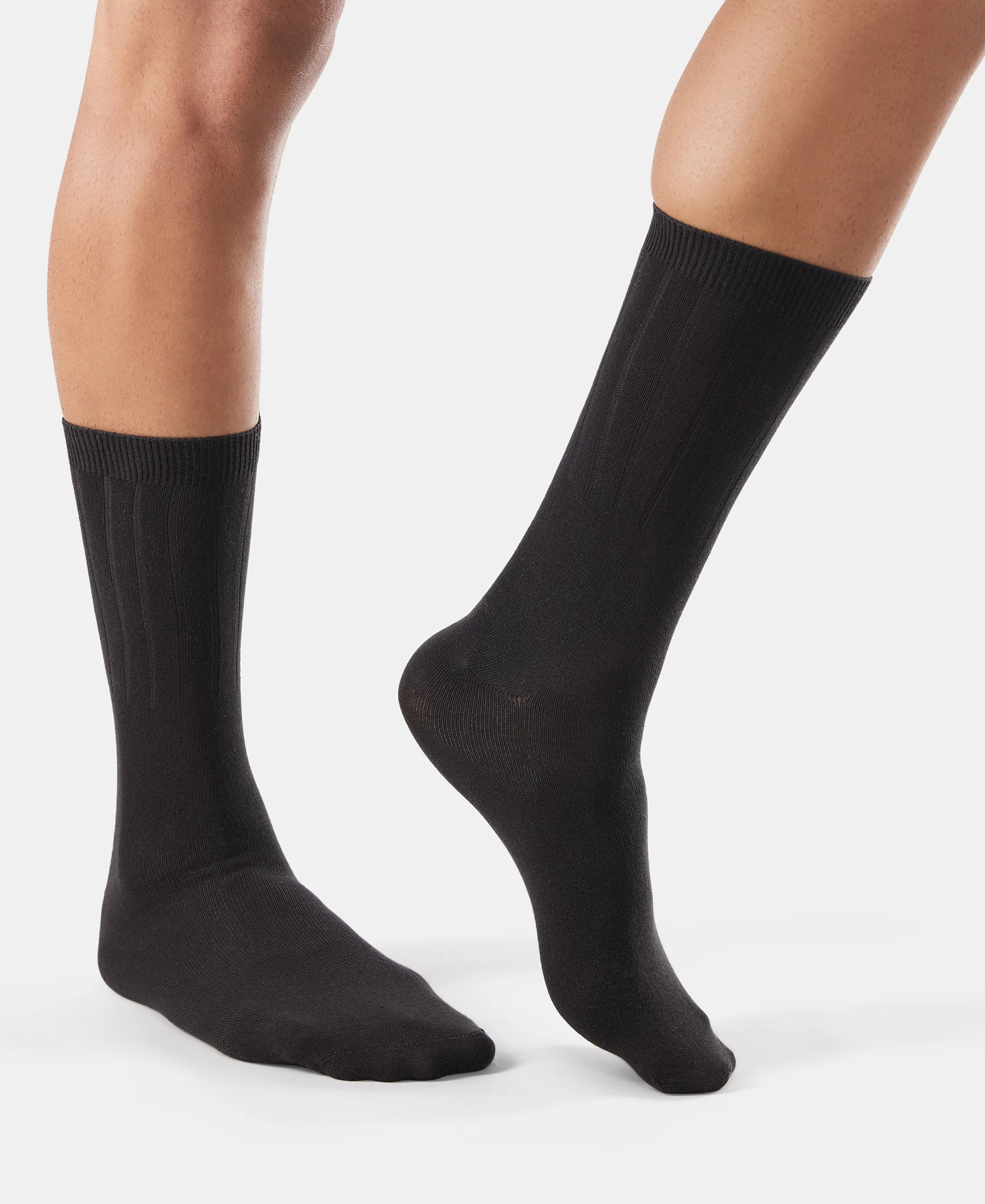 Blended Modal Stretch Crew Length Thermal Socks With StayFresh Treatment - Black - Image 3