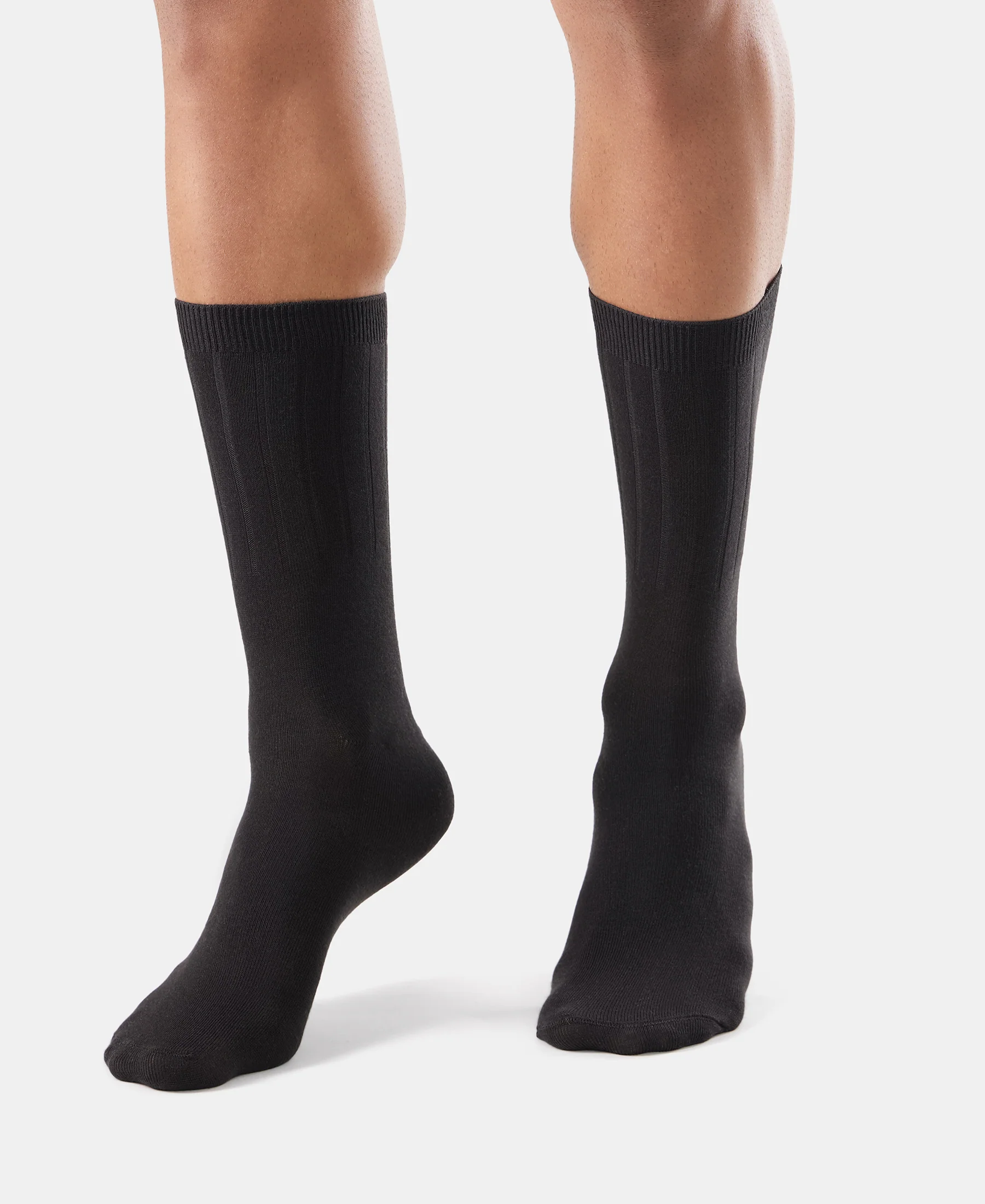 Blended Modal Stretch Crew Length Thermal Socks With StayFresh Treatment - Black - Image 4