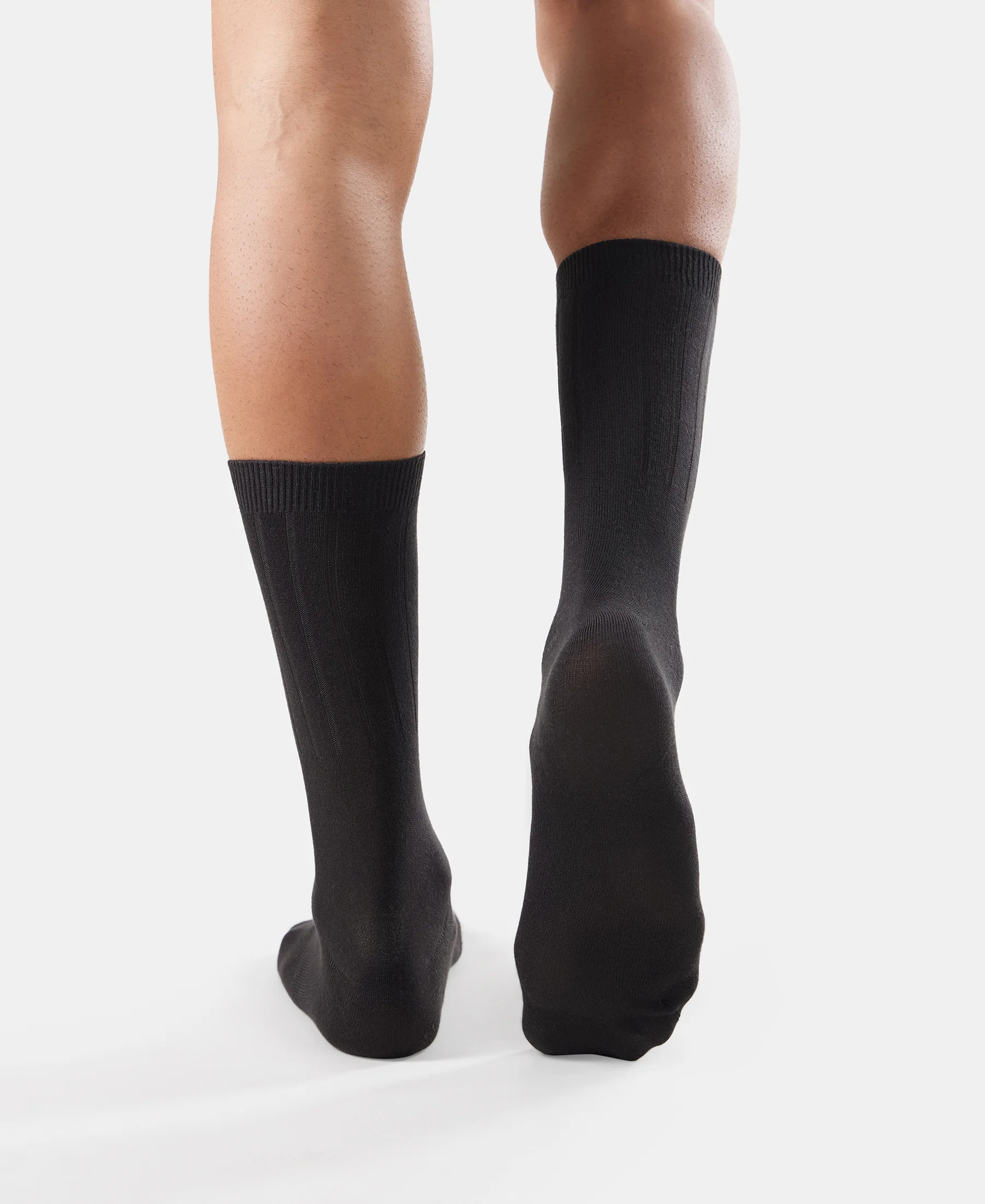 Blended Modal Stretch Crew Length Thermal Socks With StayFresh Treatment - Black - Image 6