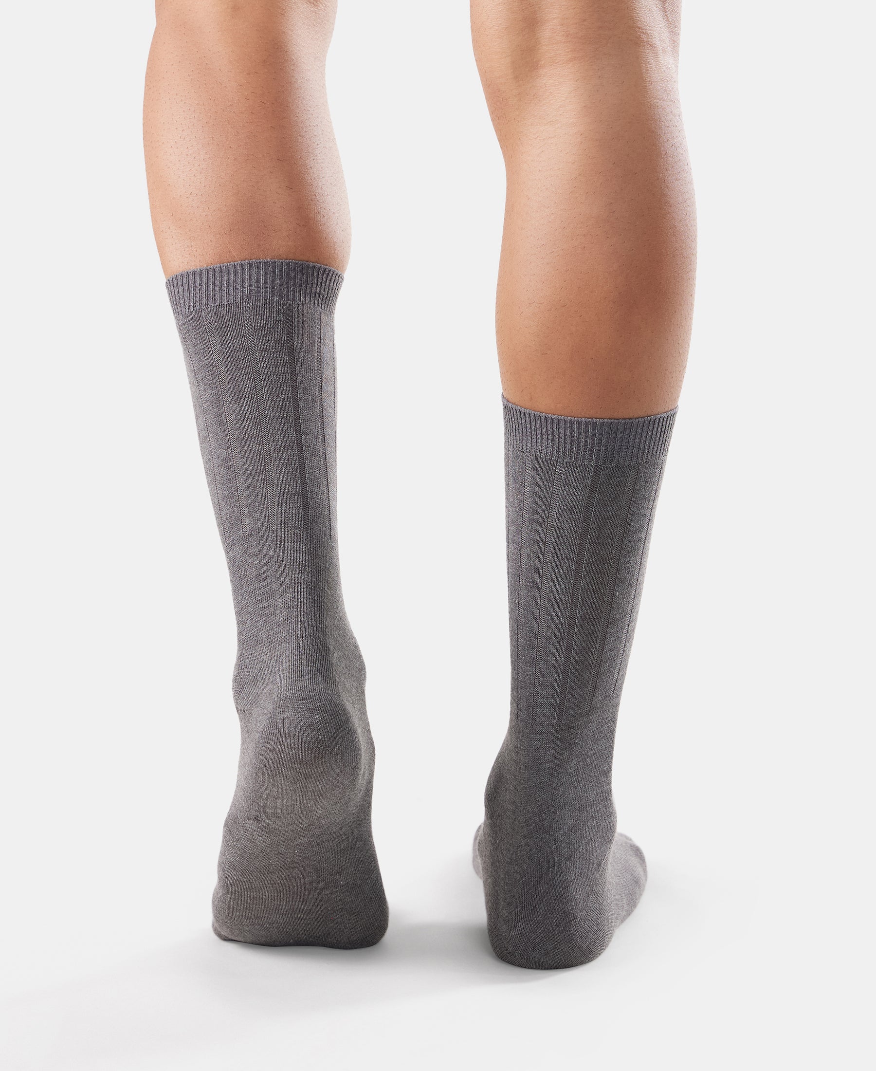 Blended Modal Stretch Crew Length Thermal Socks With StayFresh Treatment - Charcoal Melange - Image 6