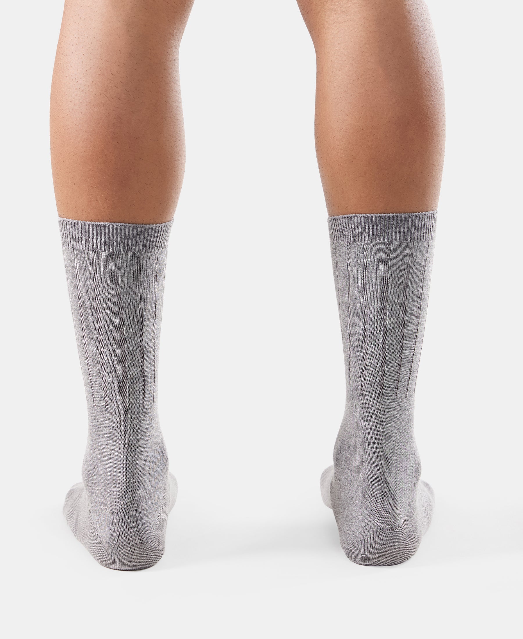Blended Modal Stretch Crew Length Thermal Socks With StayFresh Treatment - Mid Grey Melange - Image 6