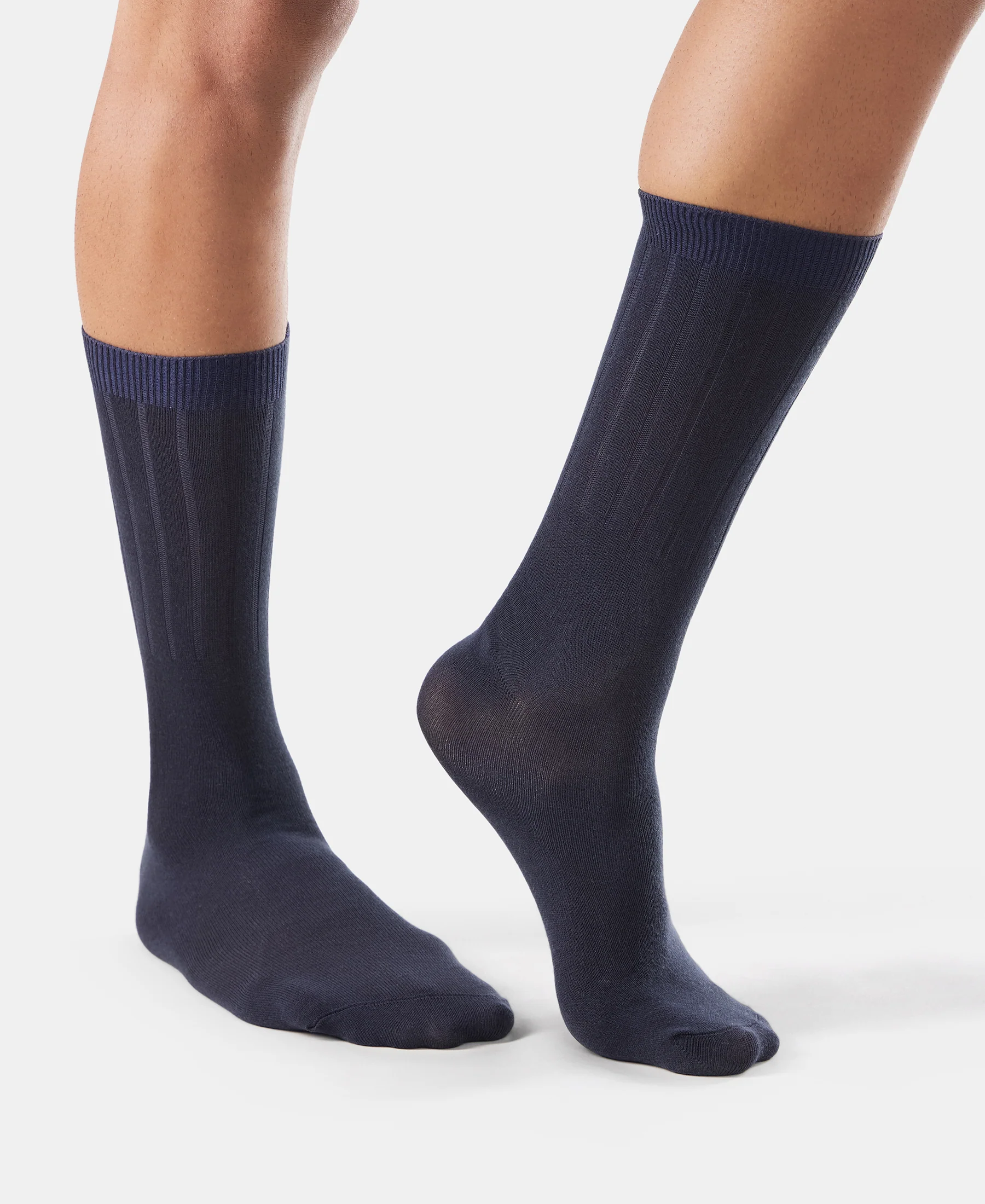Blended Modal Stretch Crew Length Thermal Socks With StayFresh Treatment - Navy - Image 3
