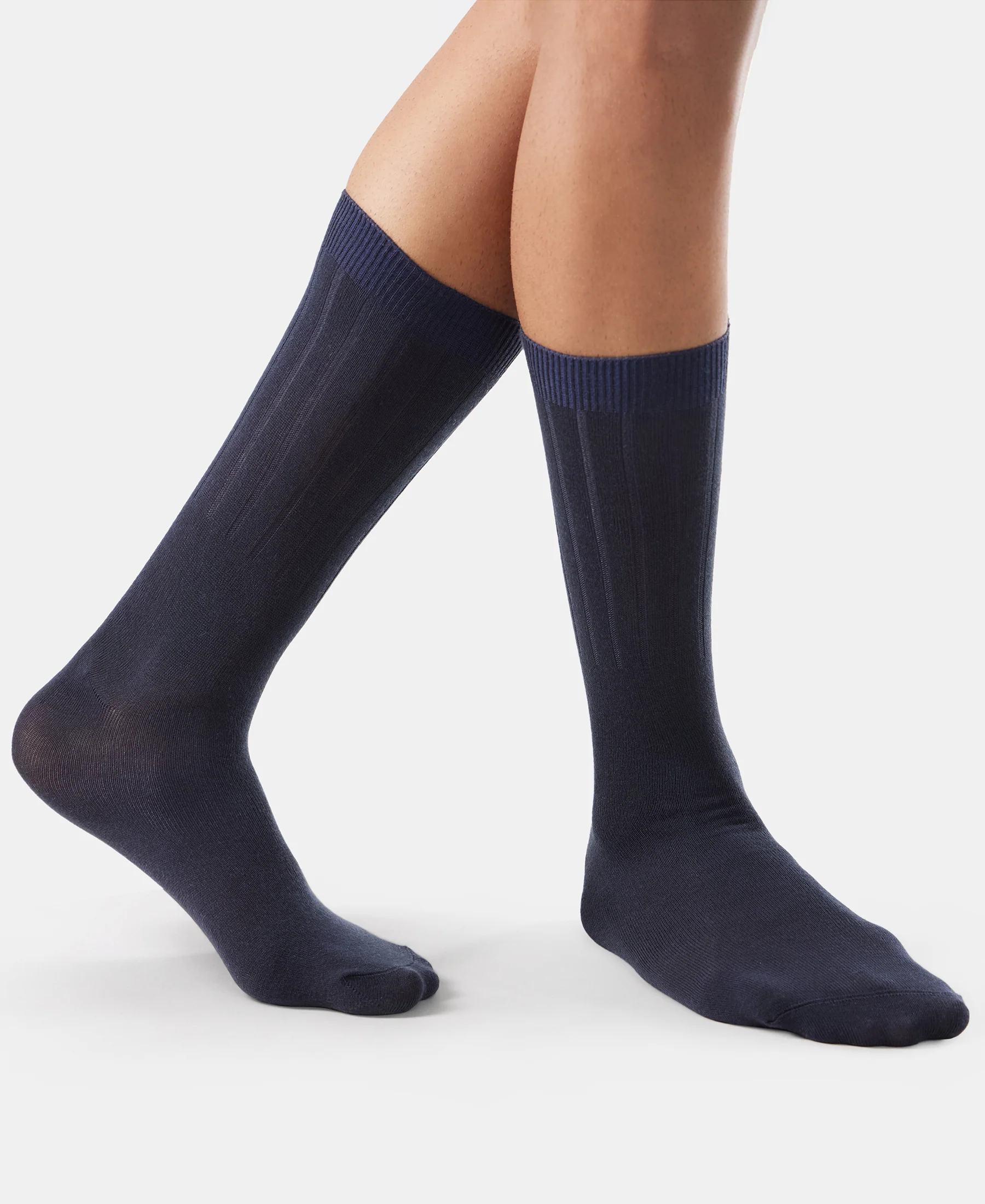 Blended Modal Stretch Crew Length Thermal Socks With StayFresh Treatment - Navy - Image 4