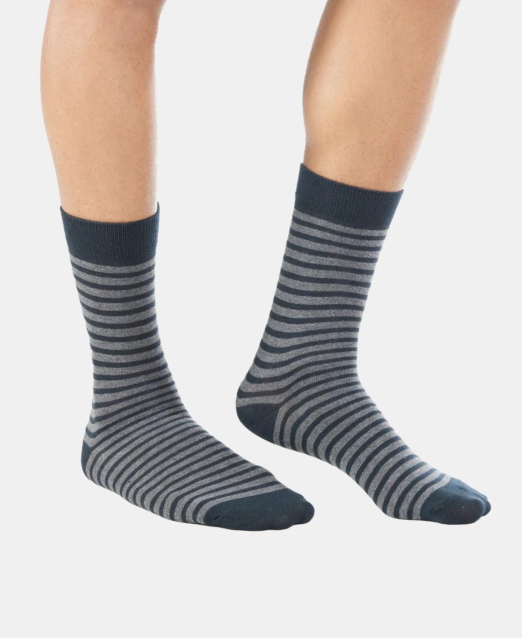 Compact Cotton Elastane Stretch Crew Length Socks With StayFresh Treatment - Black - Image 3