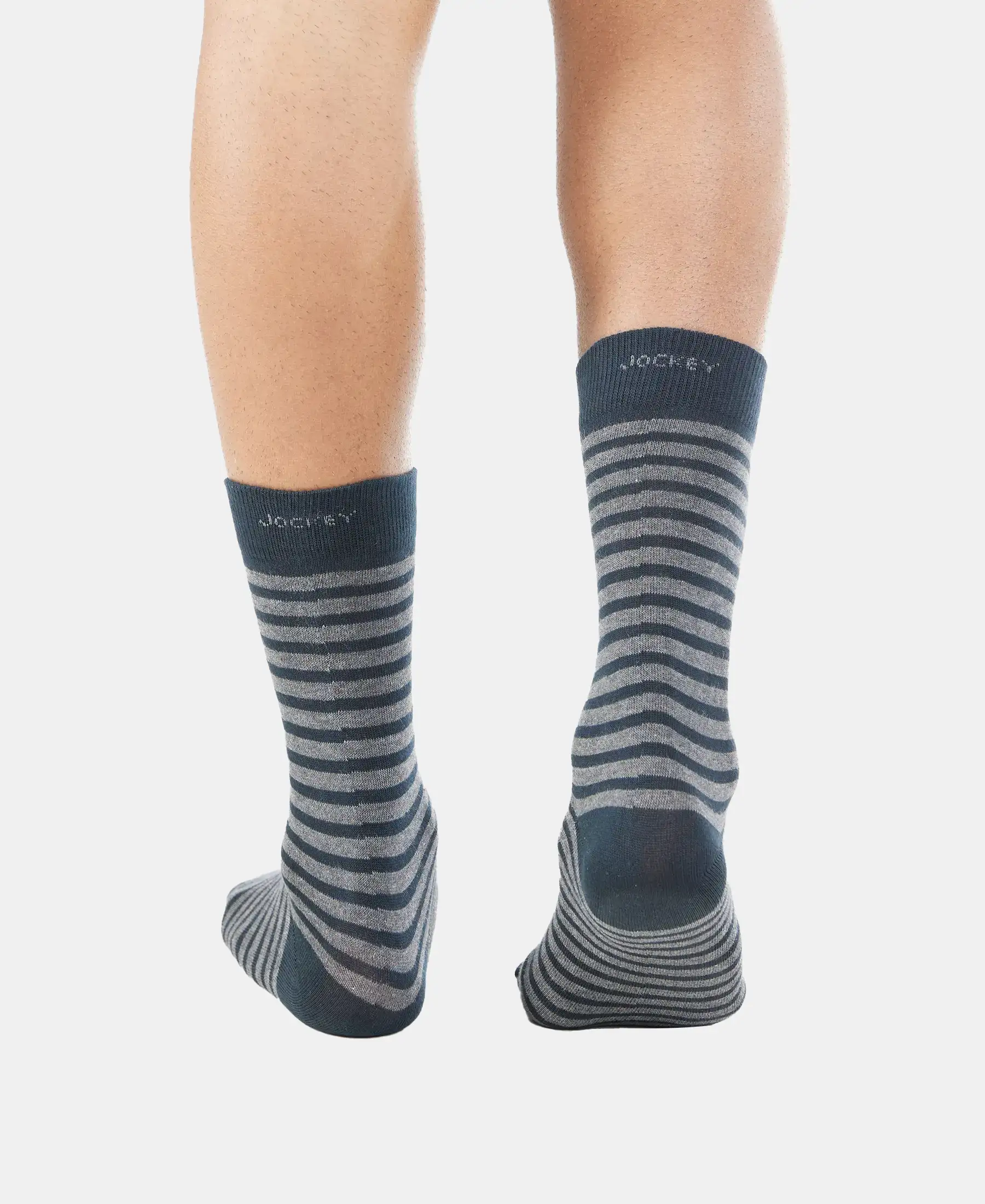 Compact Cotton Elastane Stretch Crew Length Socks With StayFresh Treatment - Black - Image 4