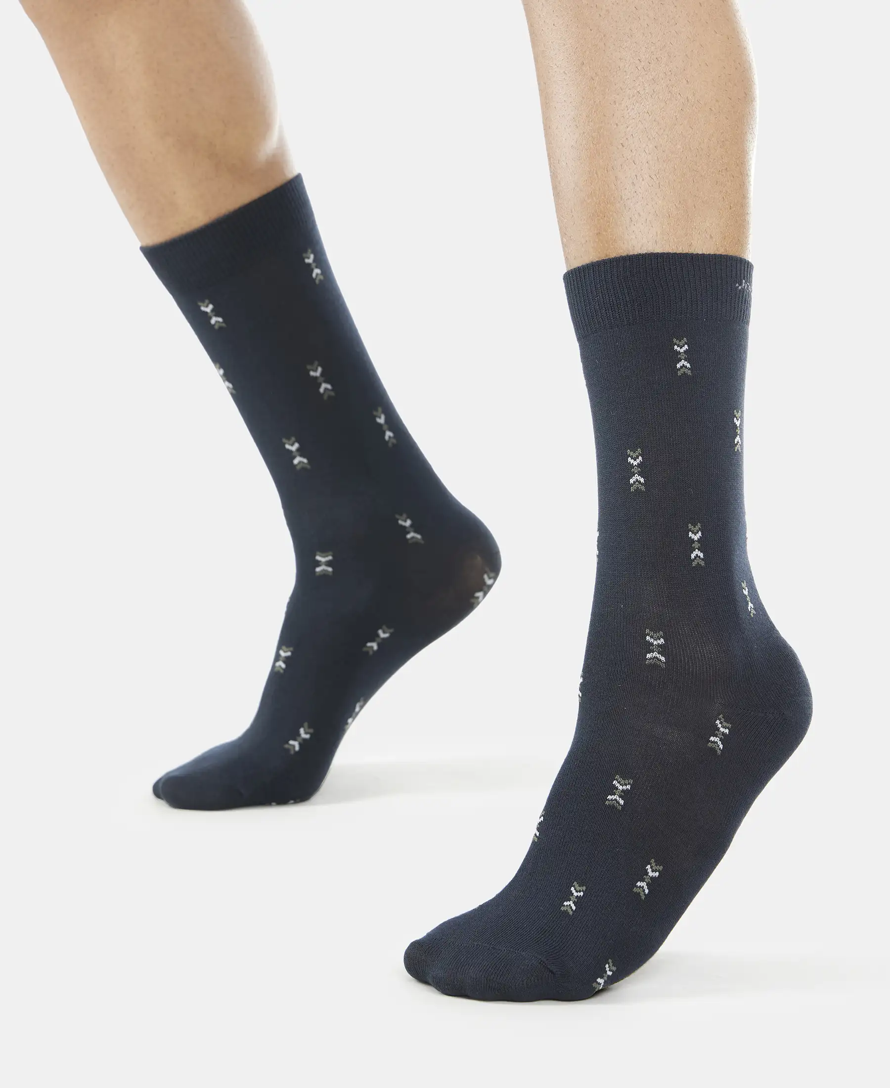 Compact Cotton Elastane Stretch Crew Length Socks with StayFresh Treatment - Black (Pack of 3) - Image 10