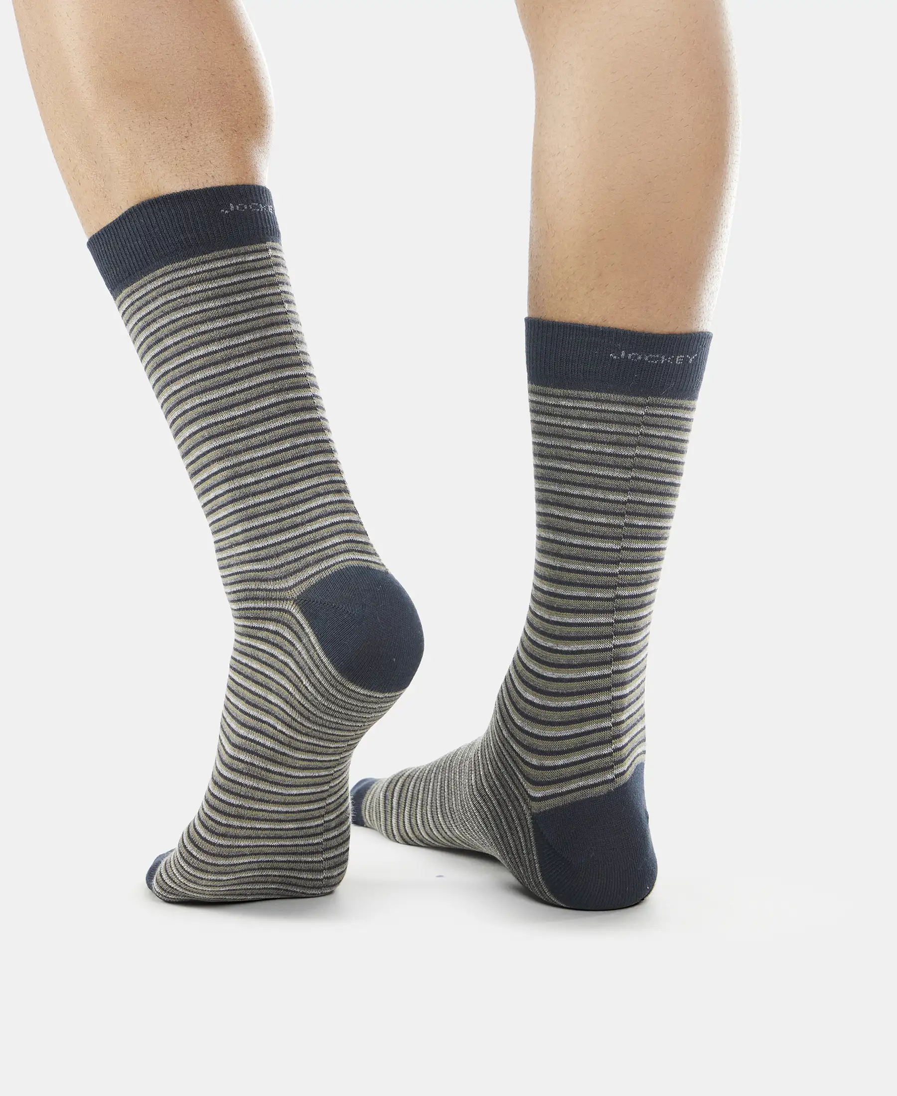 Compact Cotton Elastane Stretch Crew Length Socks with StayFresh Treatment - Black (Pack of 3) - Image 13