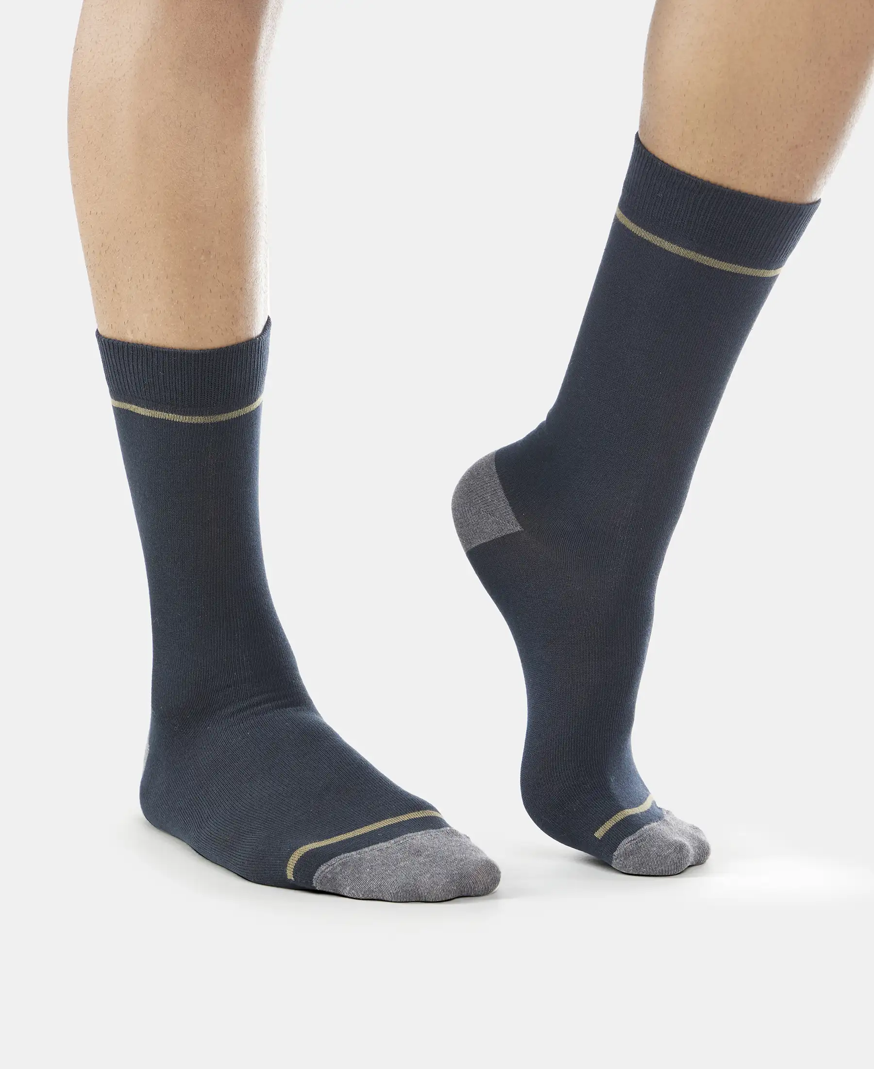 Compact Cotton Elastane Stretch Crew Length Socks with StayFresh Treatment - Black (Pack of 3) - Image 3