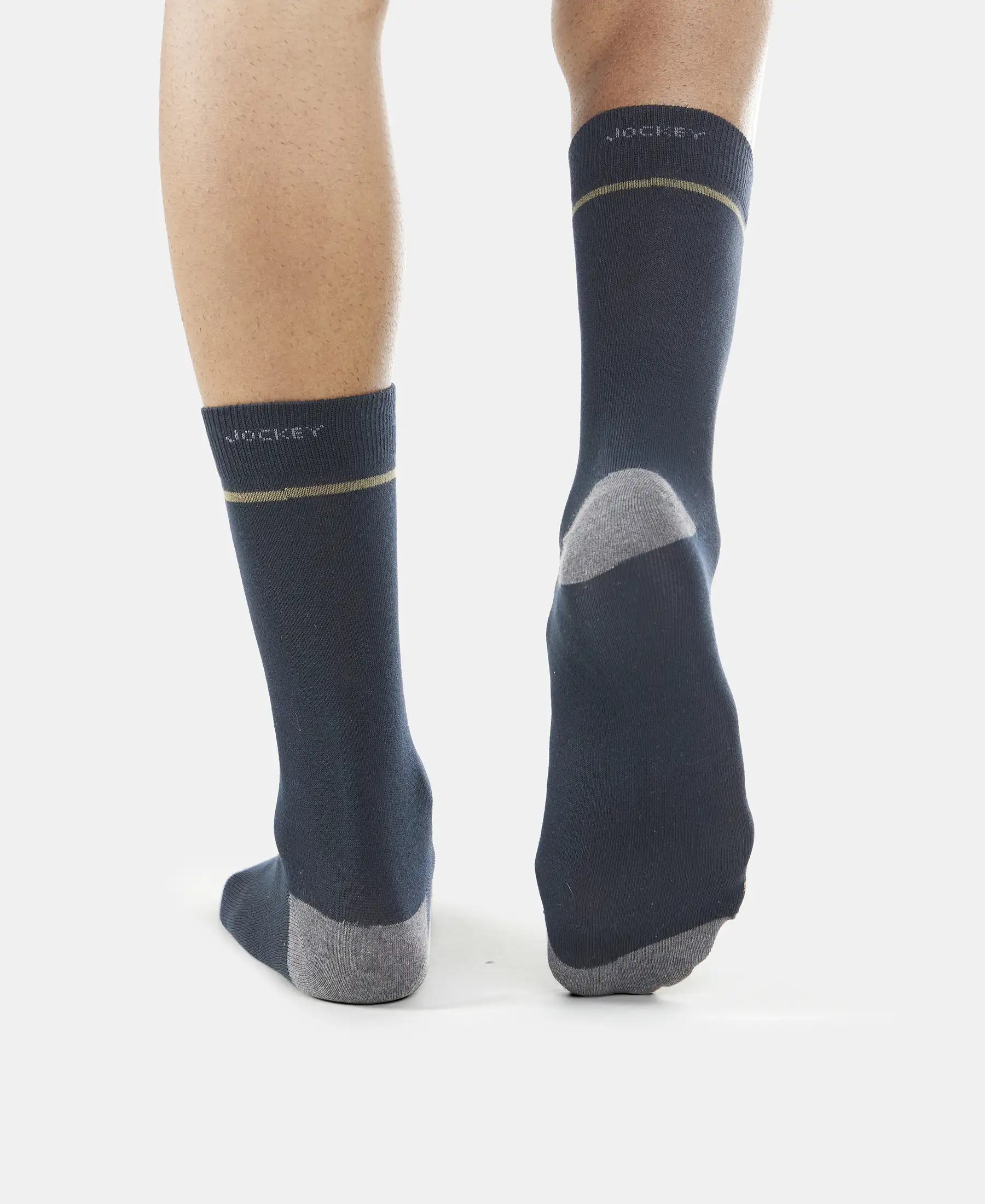 Compact Cotton Elastane Stretch Crew Length Socks with StayFresh Treatment - Black (Pack of 3) - Image 4