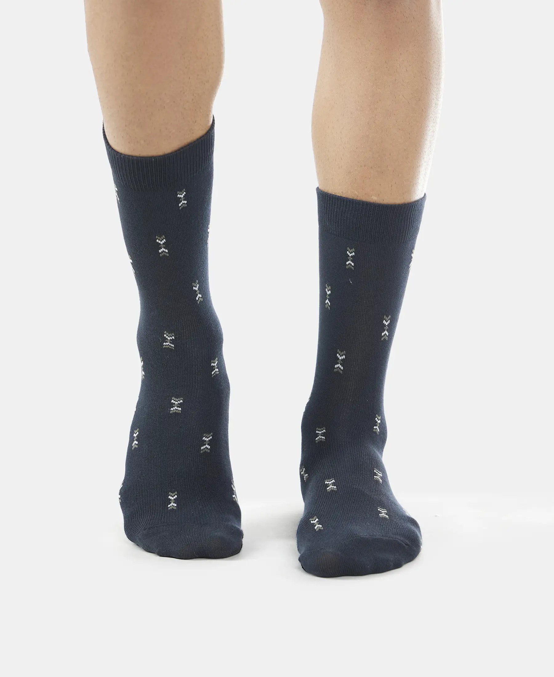 Compact Cotton Elastane Stretch Crew Length Socks with StayFresh Treatment - Black (Pack of 3) - Image 7