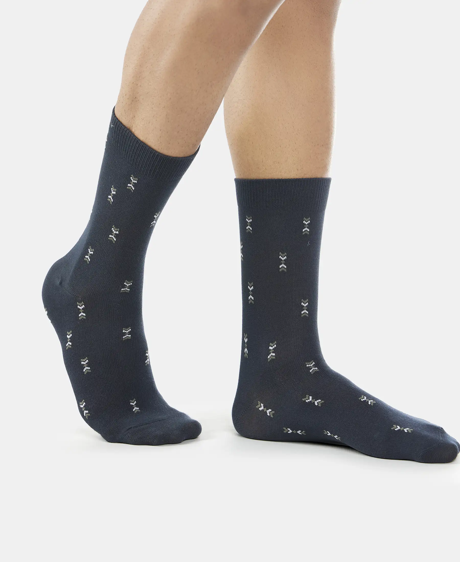 Compact Cotton Elastane Stretch Crew Length Socks with StayFresh Treatment - Black (Pack of 3) - Image 8