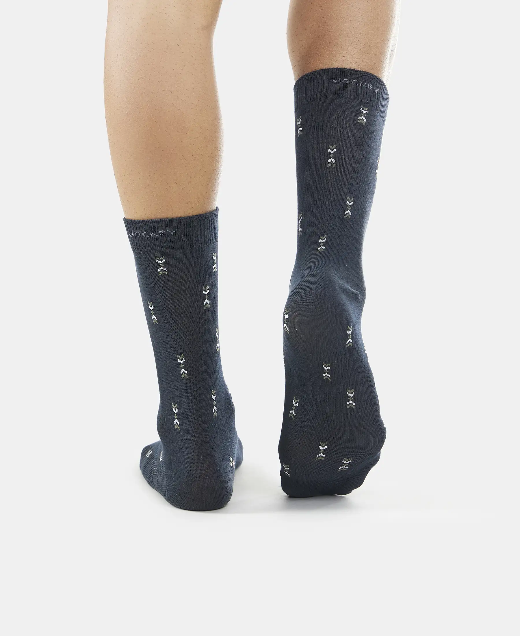 Compact Cotton Elastane Stretch Crew Length Socks with StayFresh Treatment - Black (Pack of 3) - Image 9