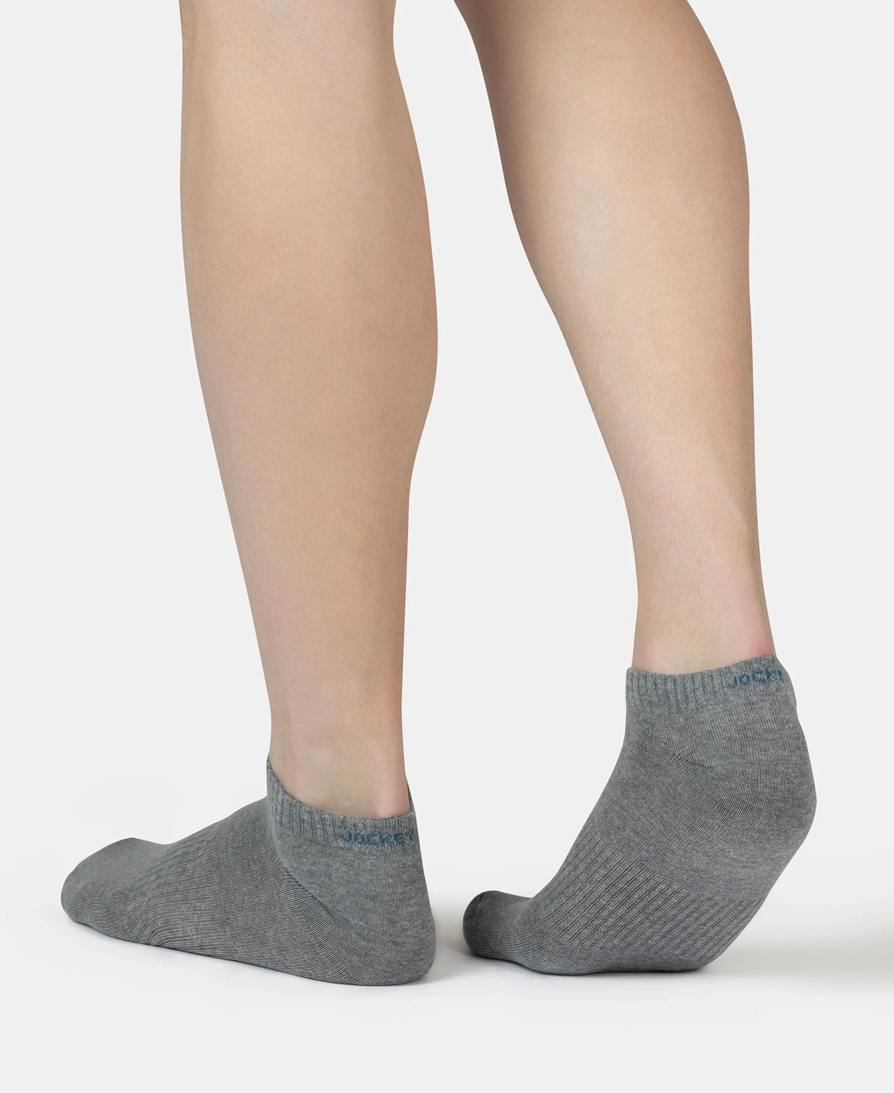 Compact Cotton Elastane Stretch Low Show Socks With StayFresh Treatment - Black, White, Navy, Mid Grey & Charcoal Melange (Pack of 5) - Image 10