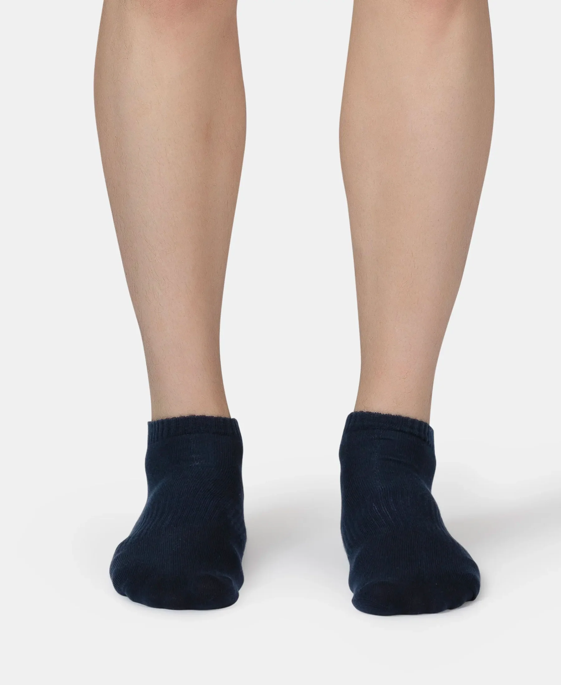 Compact Cotton Elastane Stretch Low Show Socks With StayFresh Treatment - Black, White, Navy, Mid Grey & Charcoal Melange (Pack of 5) - Image 11