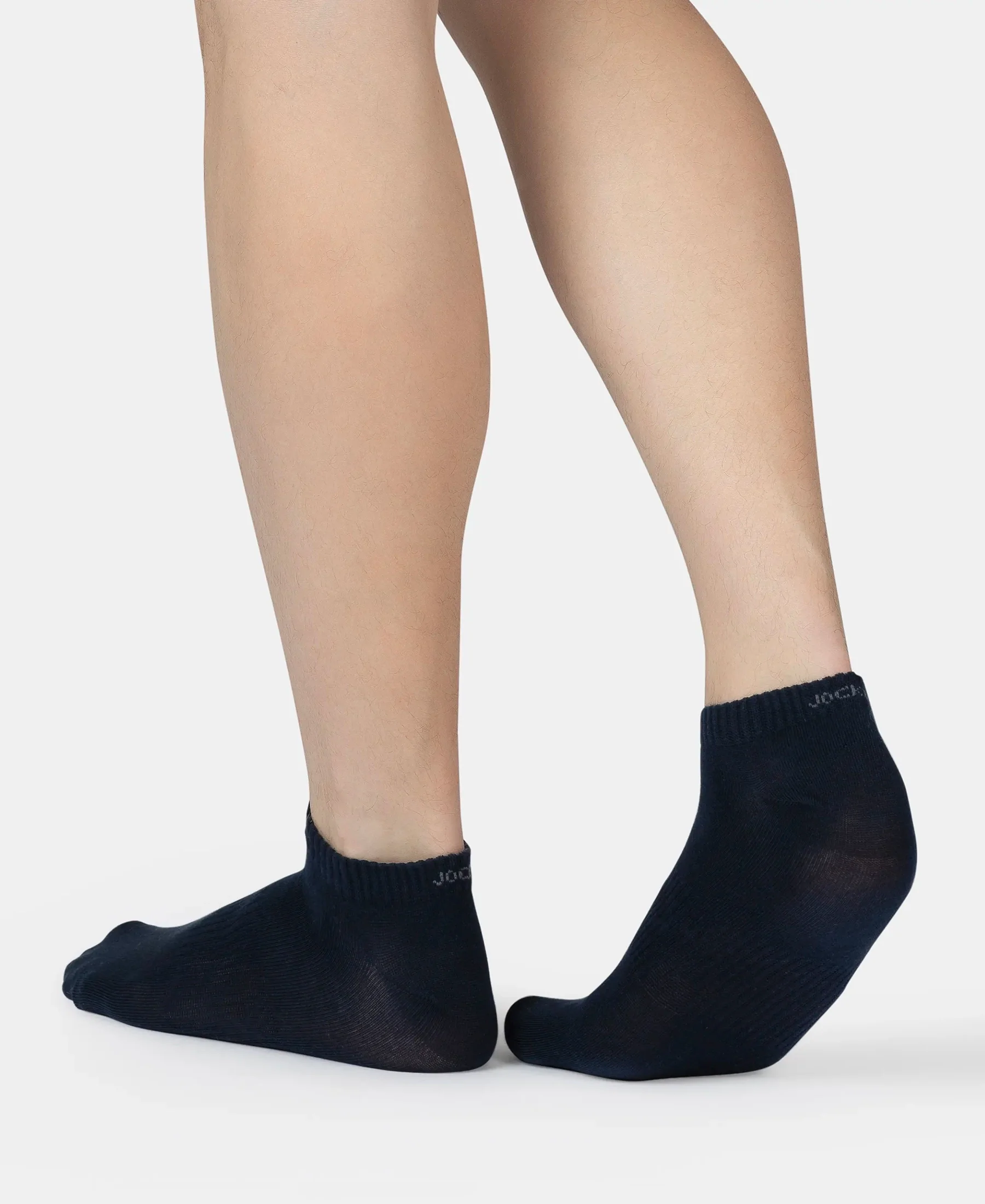 Compact Cotton Elastane Stretch Low Show Socks With StayFresh Treatment - Black, White, Navy, Mid Grey & Charcoal Melange (Pack of 5) - Image 13