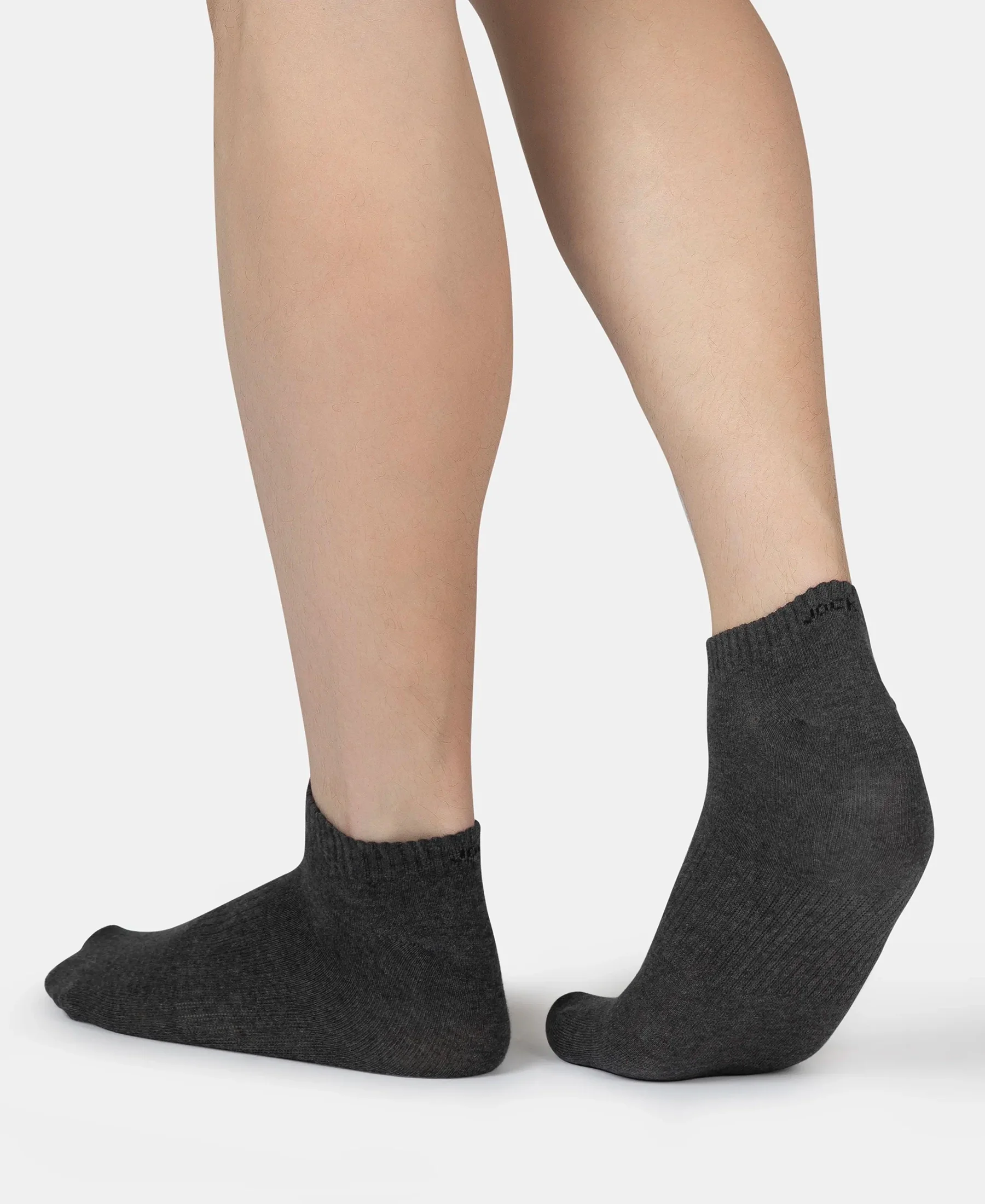 Compact Cotton Elastane Stretch Low Show Socks With StayFresh Treatment - Black, White, Navy, Mid Grey & Charcoal Melange (Pack of 5) - Image 17