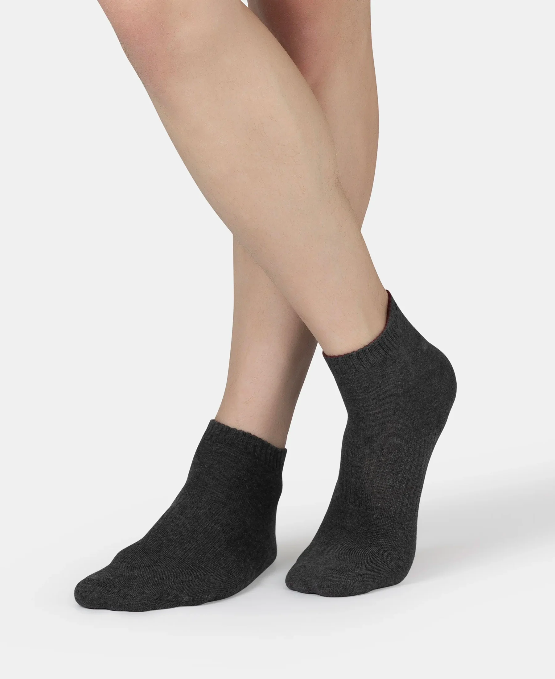 Compact Cotton Elastane Stretch Low Show Socks With StayFresh Treatment - Black, White, Navy, Mid Grey & Charcoal Melange (Pack of 5) - Image 18