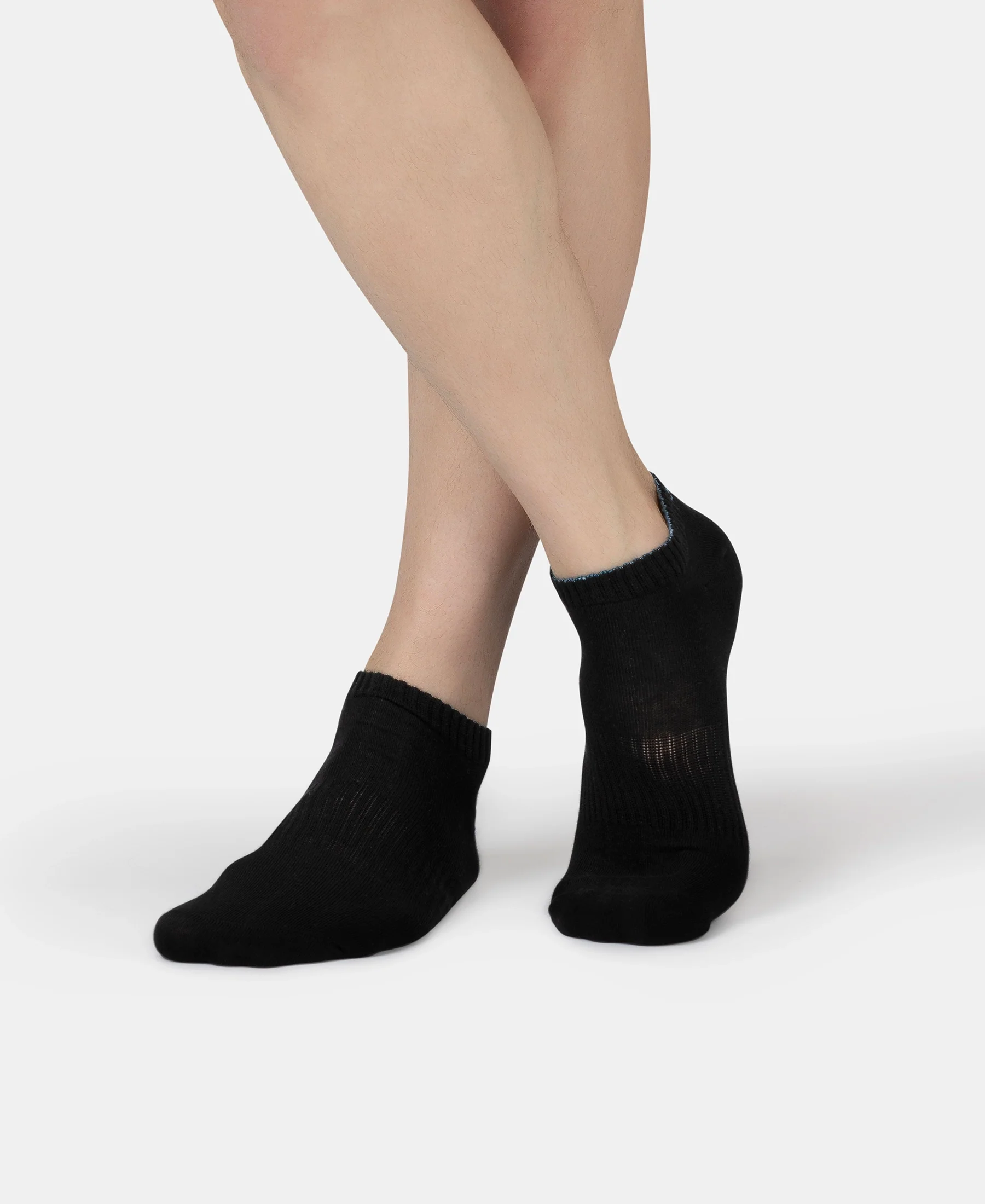 Compact Cotton Elastane Stretch Low Show Socks With StayFresh Treatment - Black, White, Navy, Mid Grey & Charcoal Melange (Pack of 5) - Image 22