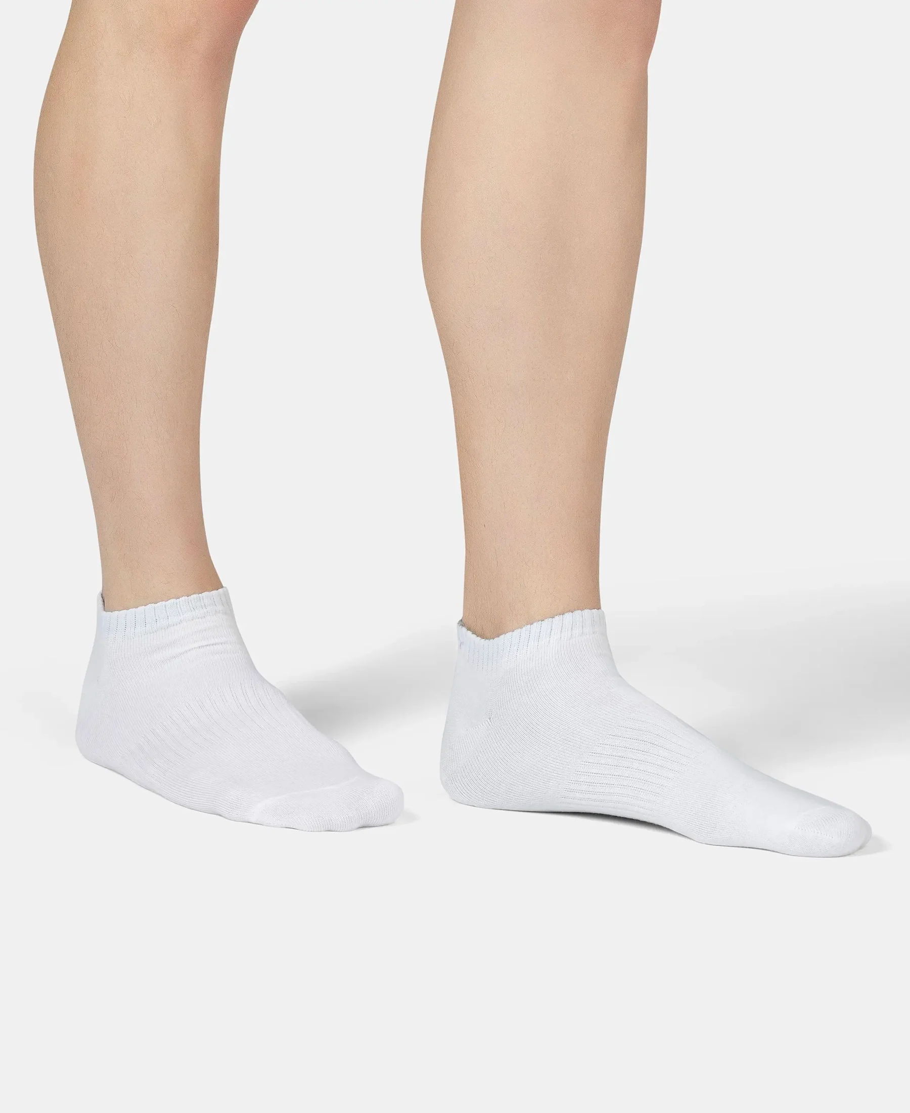 Compact Cotton Elastane Stretch Low Show Socks With StayFresh Treatment - Black, White, Navy, Mid Grey & Charcoal Melange (Pack of 5) - Image 3