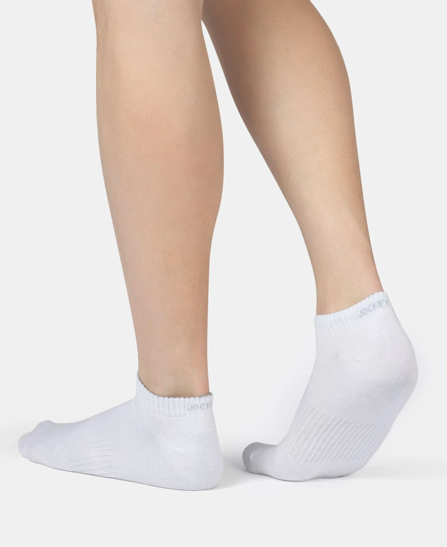 Compact Cotton Elastane Stretch Low Show Socks With StayFresh Treatment - Black, White, Navy, Mid Grey & Charcoal Melange (Pack of 5) - Image 4