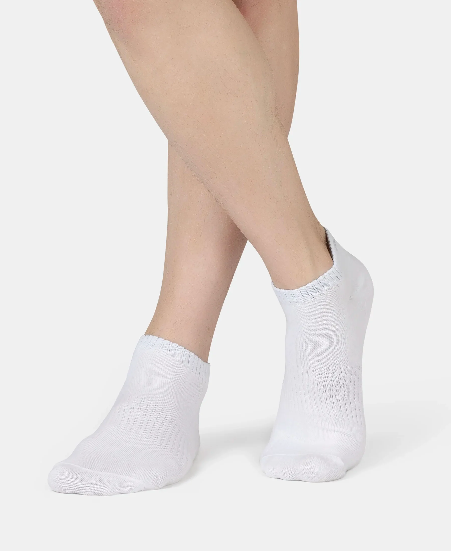 Compact Cotton Elastane Stretch Low Show Socks With StayFresh Treatment - Black, White, Navy, Mid Grey & Charcoal Melange (Pack of 5) - Image 6