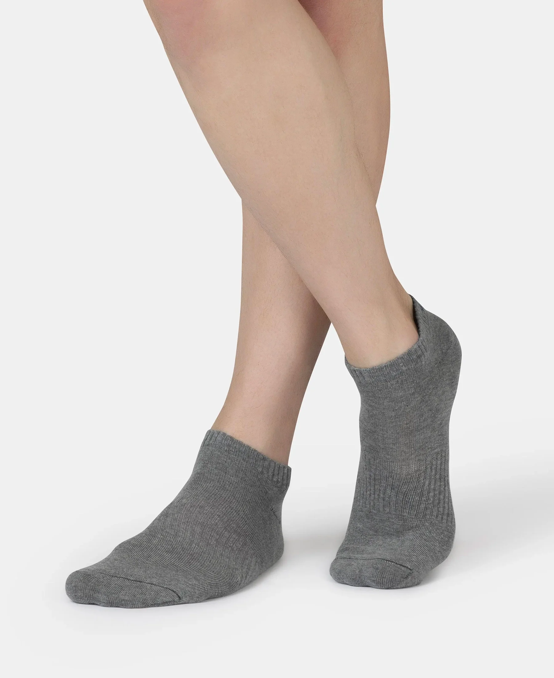 Compact Cotton Elastane Stretch Low Show Socks With StayFresh Treatment - Black, White, Navy, Mid Grey & Charcoal Melange (Pack of 5) - Image 7