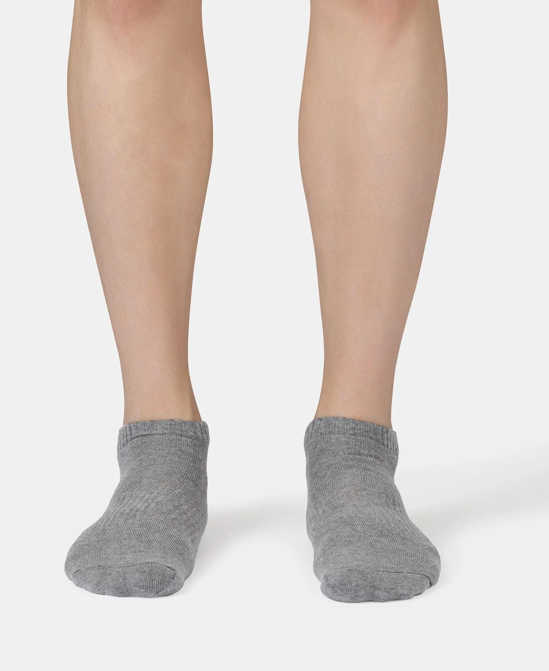 Compact Cotton Elastane Stretch Low Show Socks With StayFresh Treatment - Black, White, Navy, Mid Grey & Charcoal Melange (Pack of 5) - Image 8