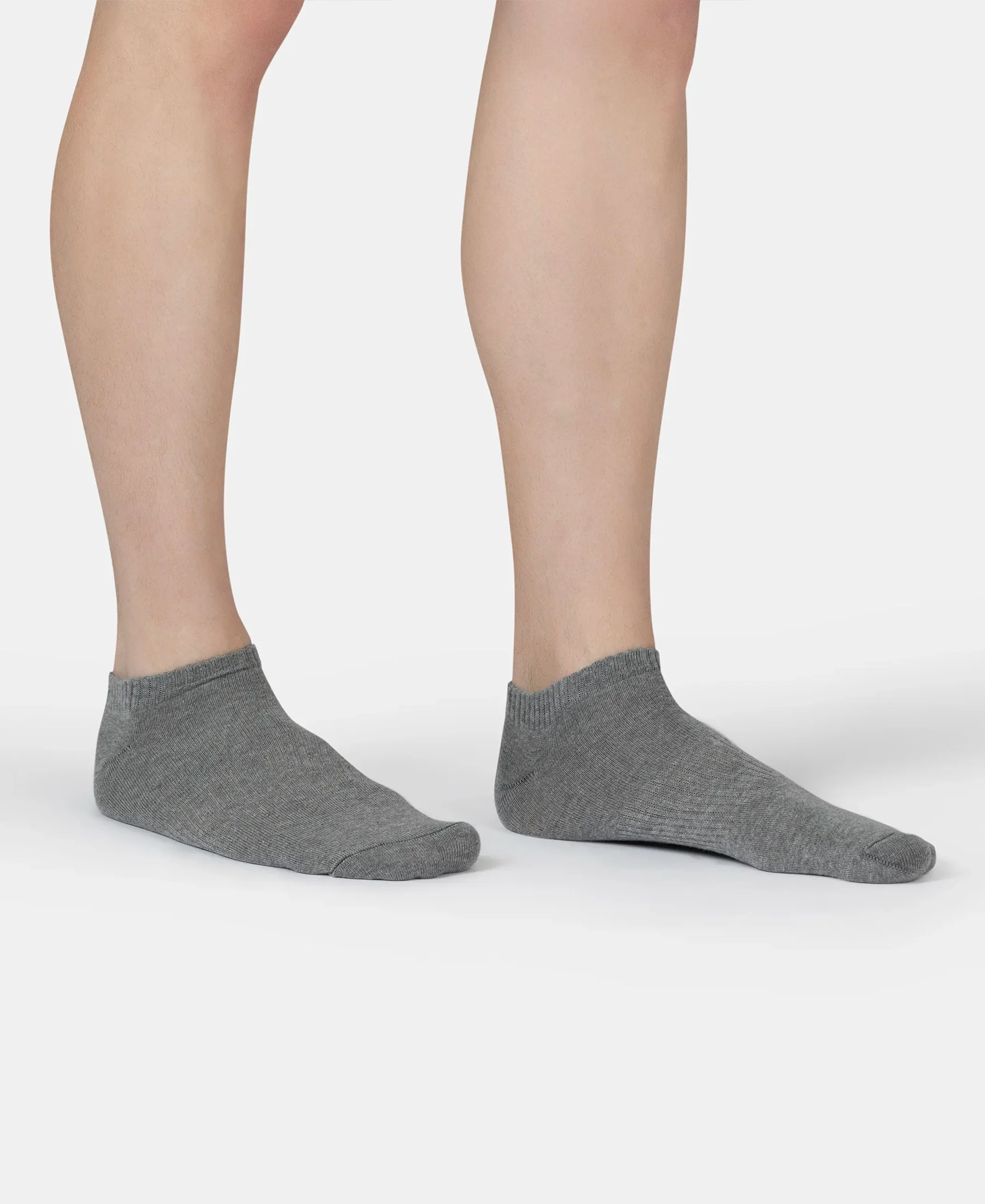 Compact Cotton Elastane Stretch Low Show Socks With StayFresh Treatment - Black, White, Navy, Mid Grey & Charcoal Melange (Pack of 5) - Image 9