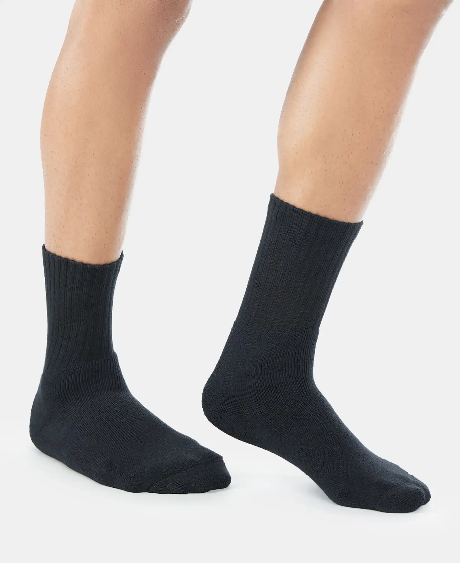 Compact Cotton Terry Crew Length Socks With StayFresh Treatment - Black - Image 3