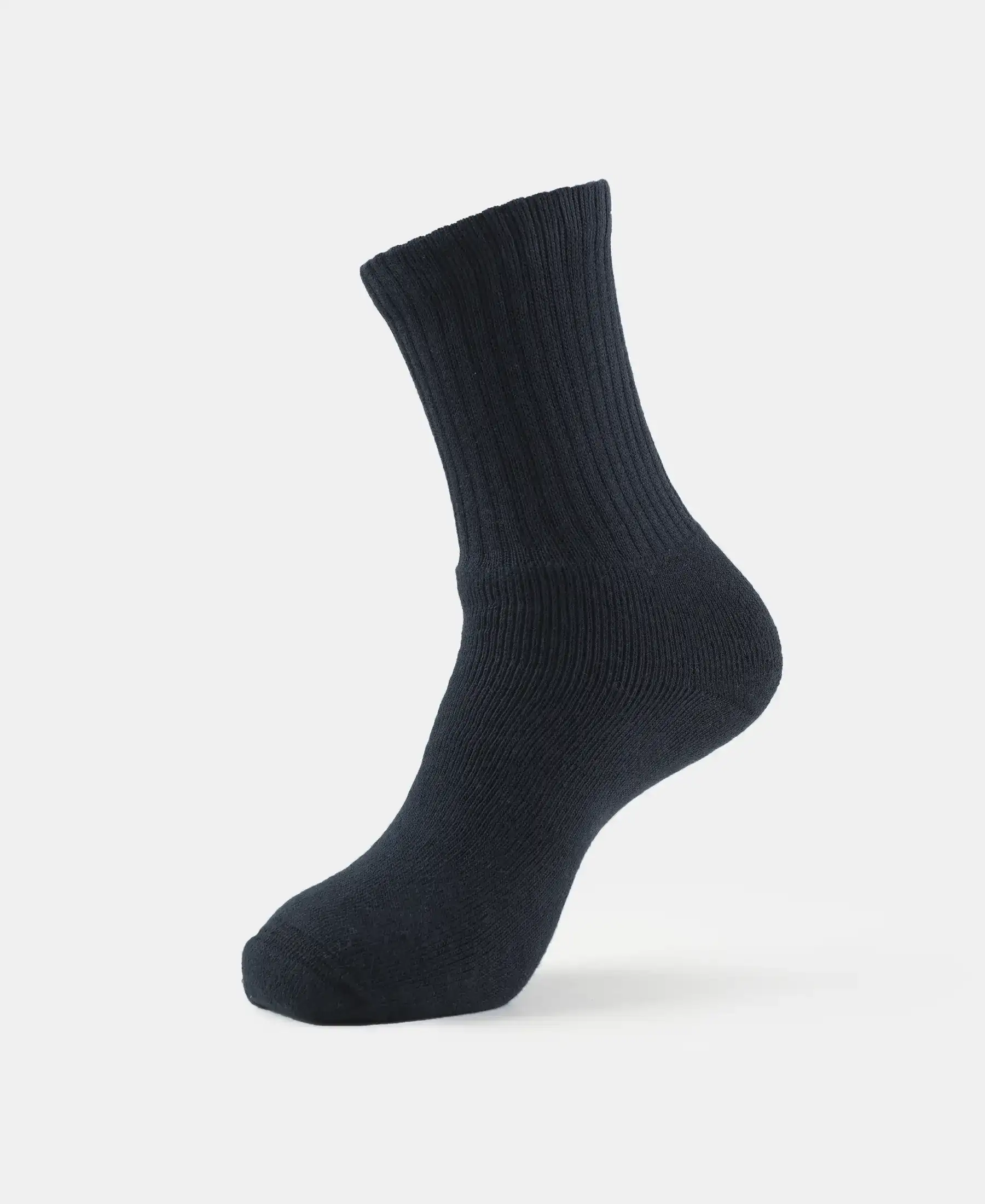 Compact Cotton Terry Crew Length Socks With StayFresh Treatment - Black - Image 5