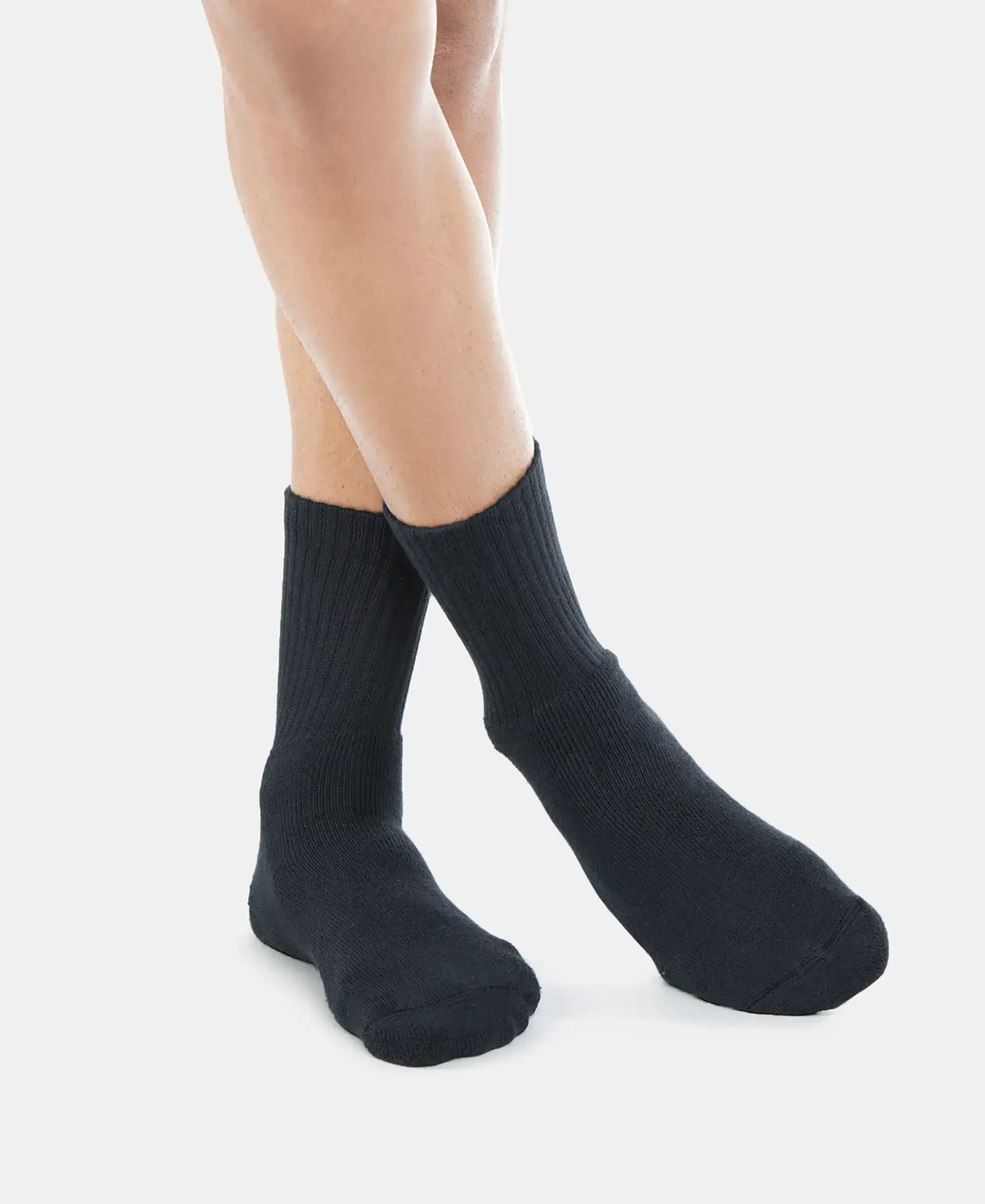 Compact Cotton Terry Crew Length Socks With StayFresh Treatment - Black - Image 6