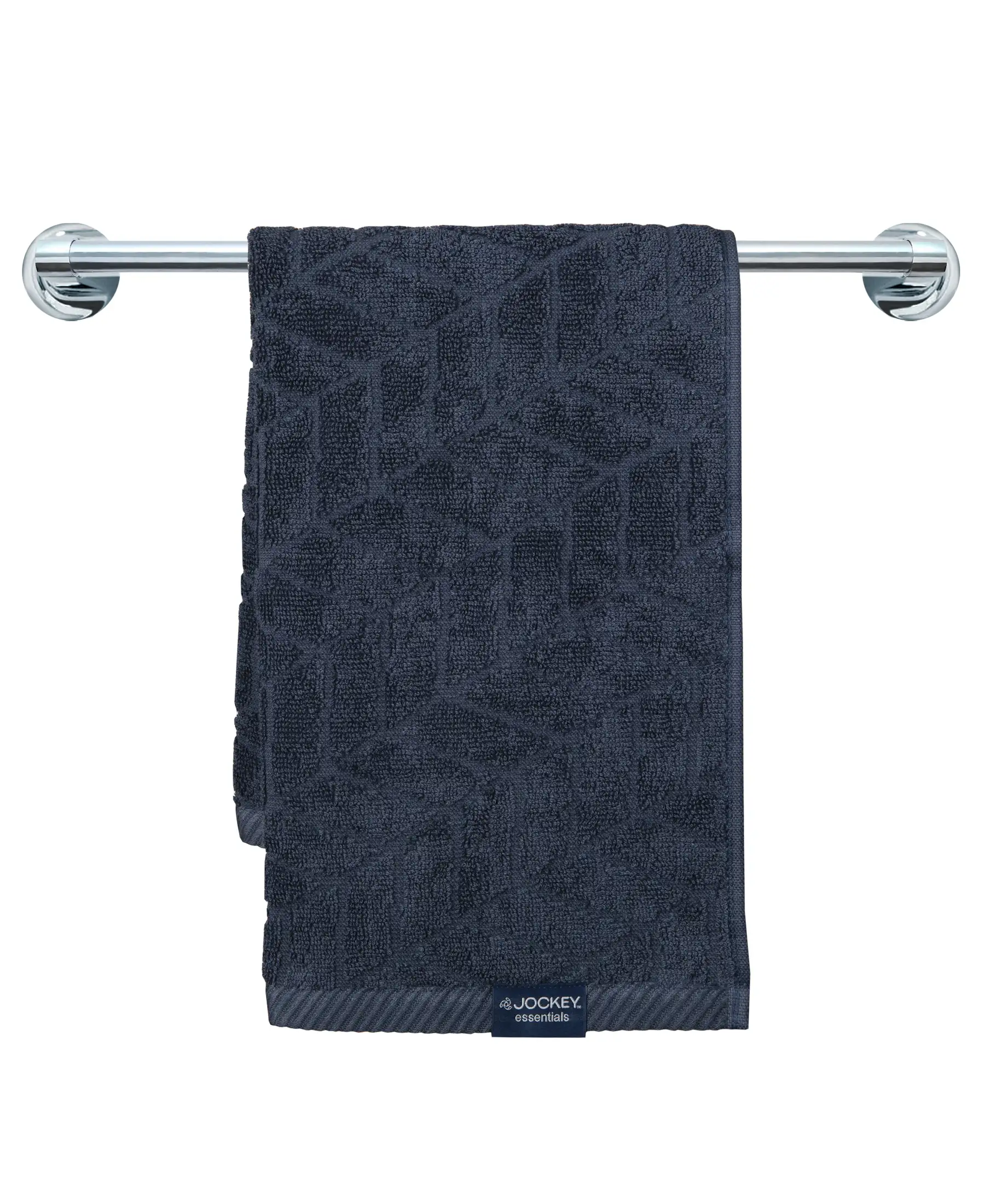 Cotton Terry Ultrasoft and Durable Patterned Hand Towel - Navy (Pack of 2) - Image 4