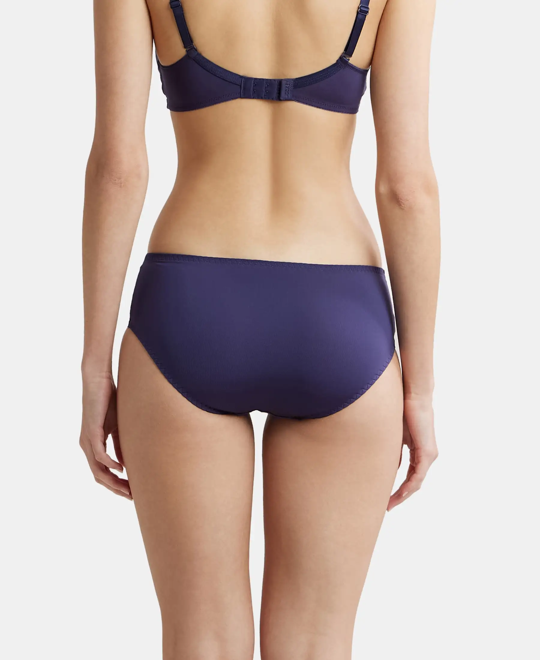 Full Coverage Soft Touch Microfiber Elastane Stretch Hipster With Lace Styling and StayFresh Treatment - Classic Navy - Image 3