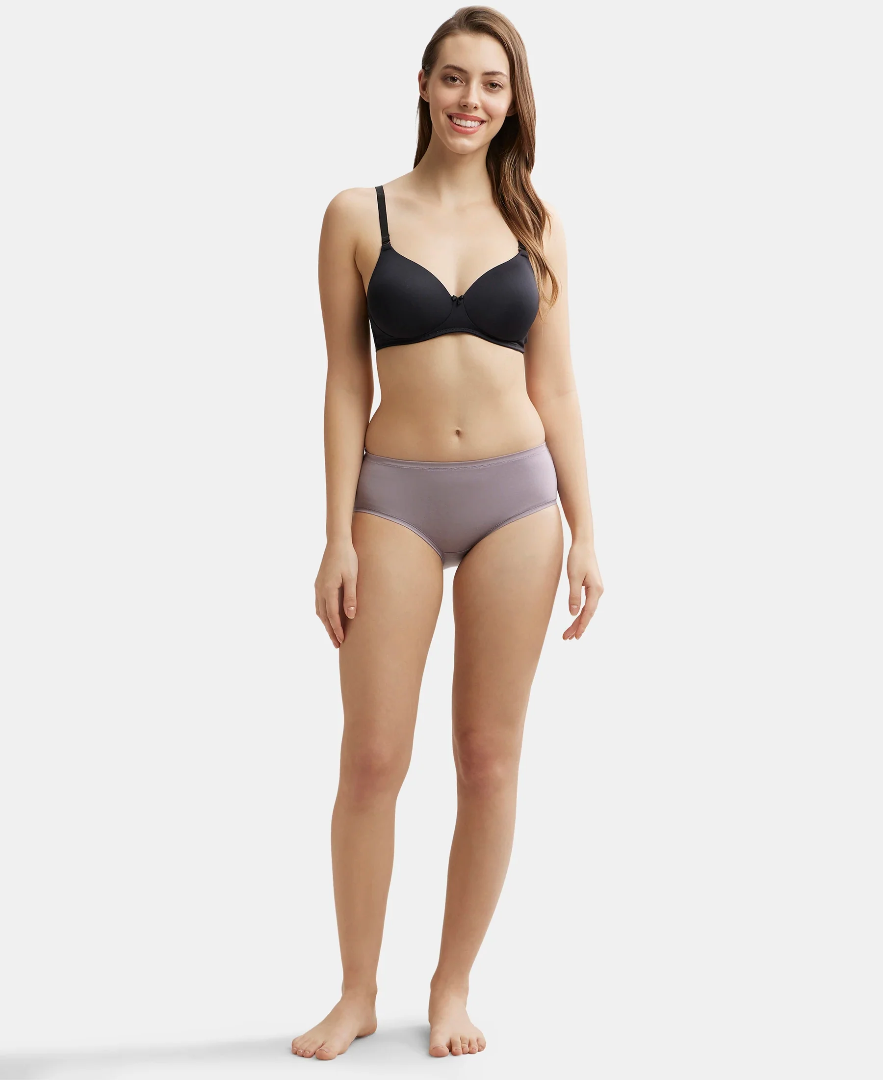 High Coverage Tencel Lyocell Elastane Stretch High Waist Hipster With Concealed Waistband and StayFresh Treatment - Minimal Grey - Image 4