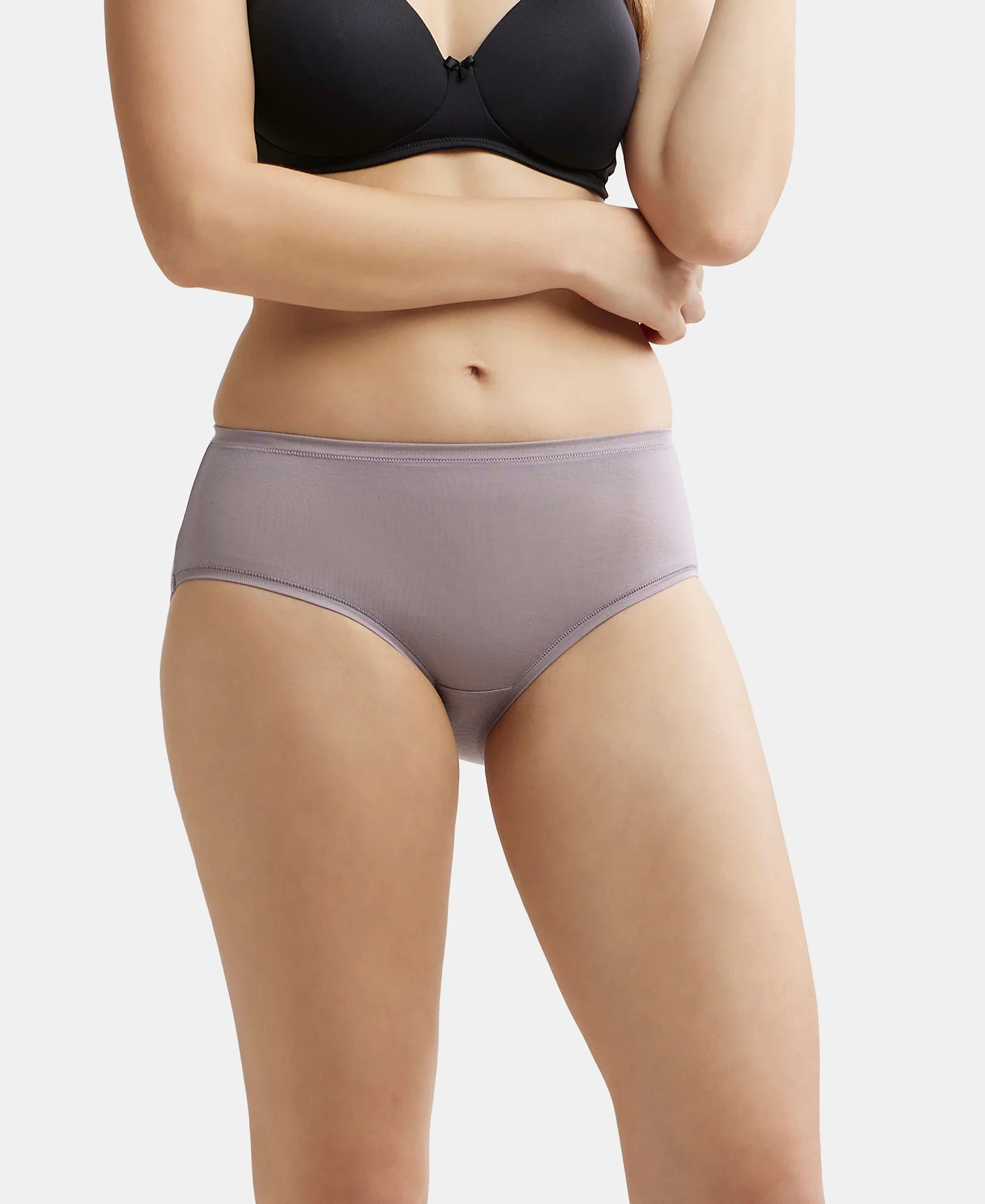 High Coverage Tencel Lyocell Elastane Stretch High Waist Hipster With Concealed Waistband and StayFresh Treatment - Minimal Grey - Image 6