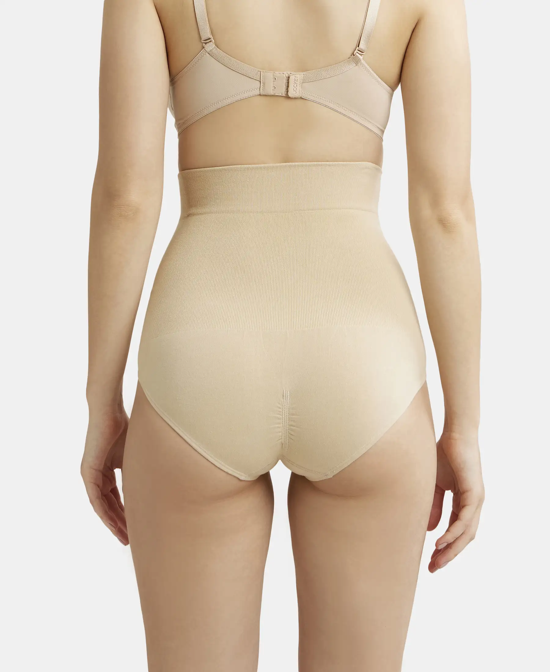 High Waist Cotton Rich Elastane Stretch Seamfree Bikini Shapewear - Skin - Image 3