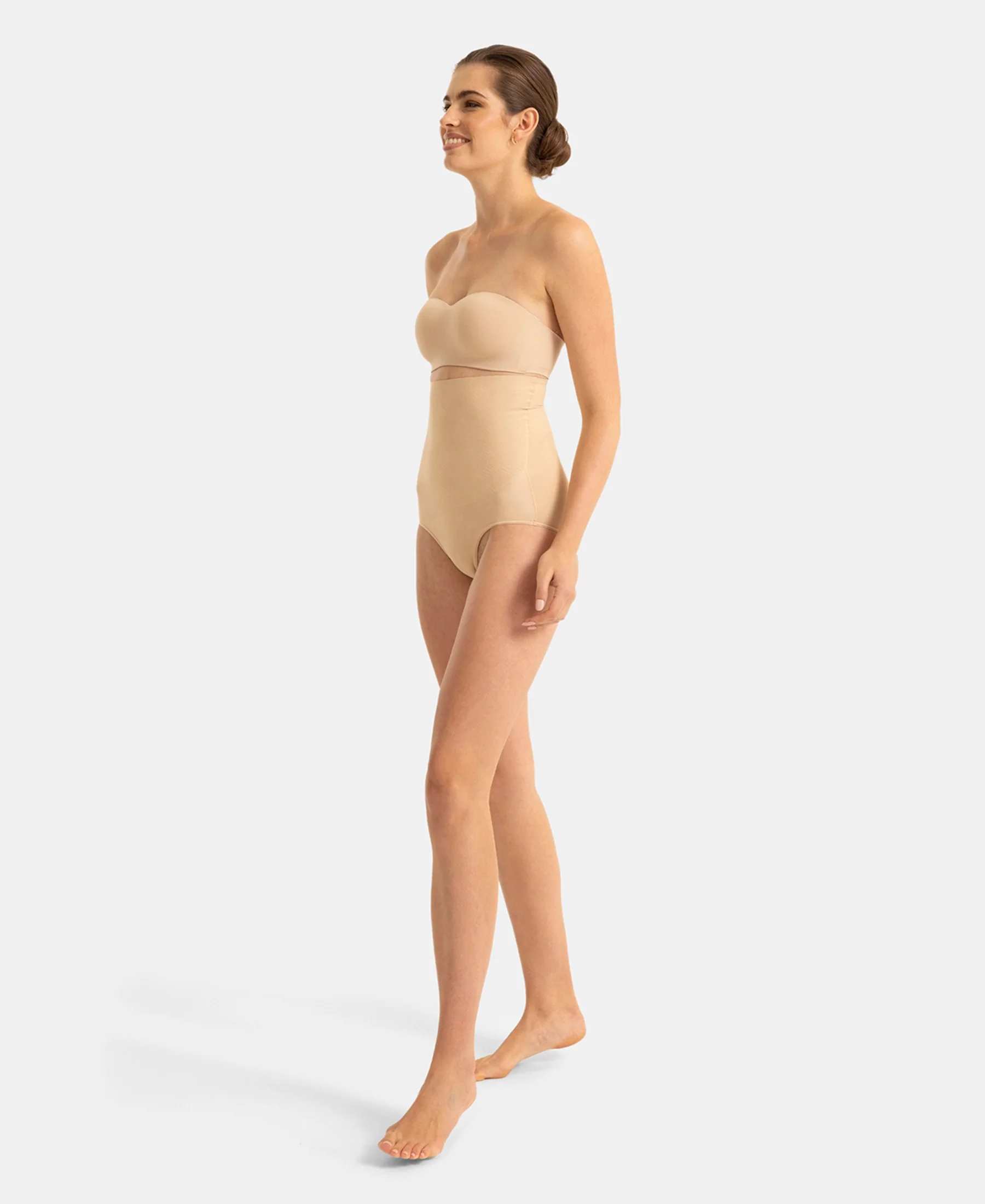 High Waist Microfiber Elastane Stretch Bonded Seamfree Bikini Shapewear - Skin - Image 4