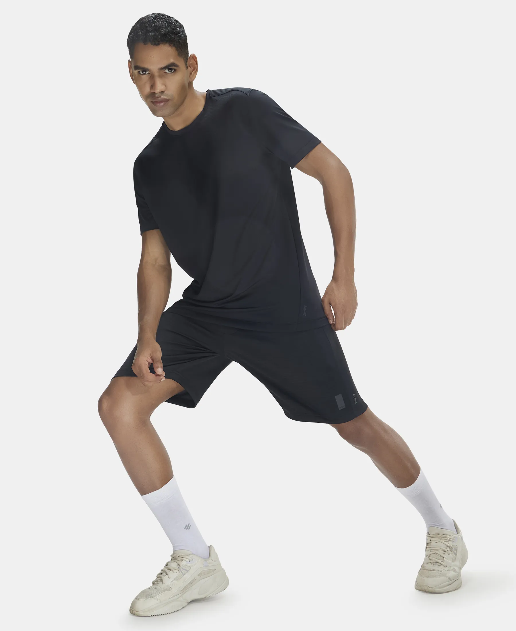 Lightweight Microfiber Shorts with Zipper Pockets and StayFresh Treatment - Black - Image 6