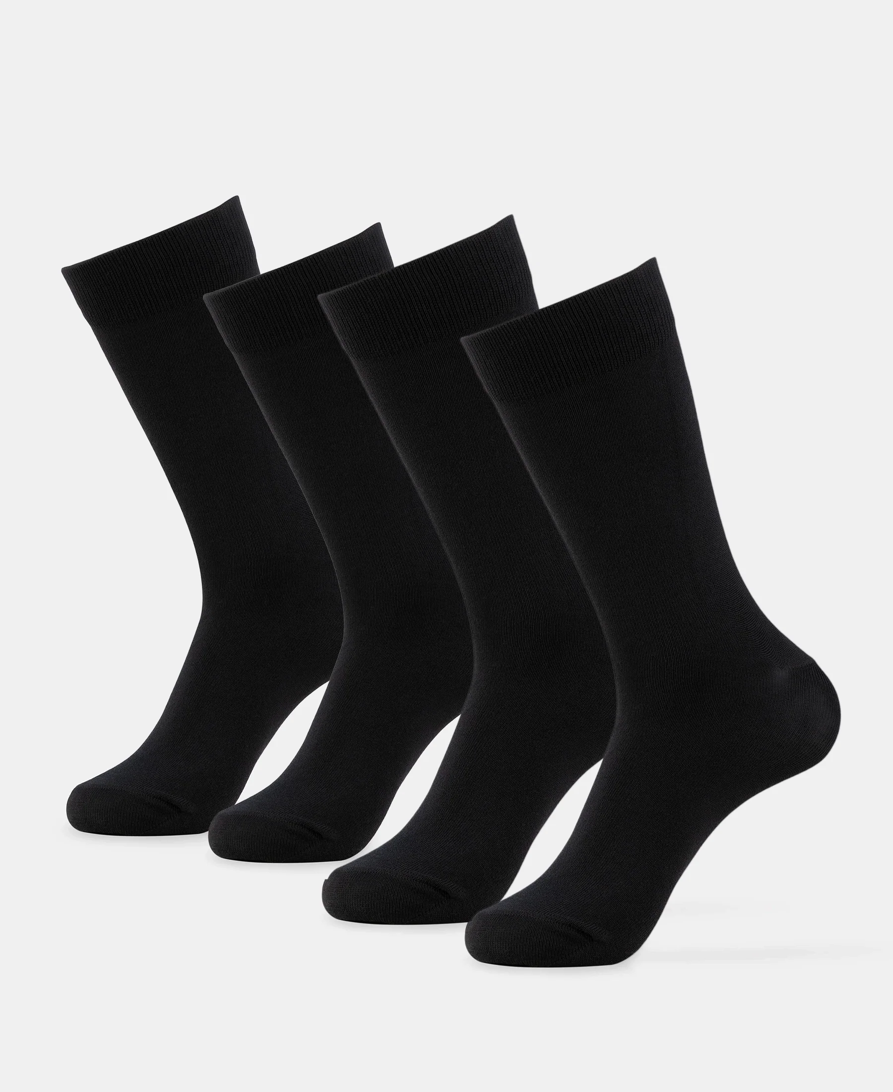 Mercerized Cotton Elastane Stretch Crew Length Socks with StayFresh Treatment - Black (Pack of 2) - Image 5