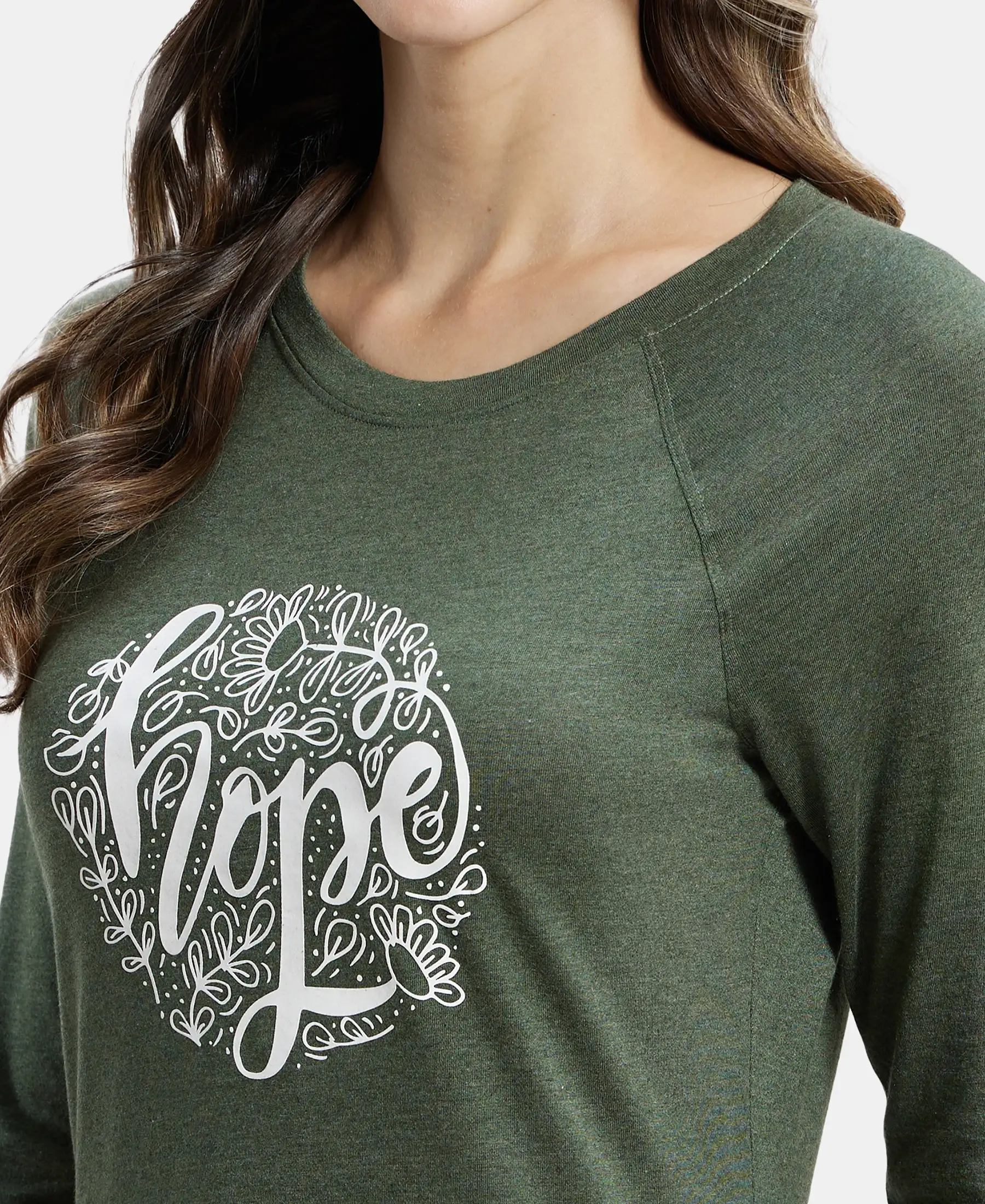 Micro Modal Cotton Relaxed Fit Graphic Printed Round Neck Three Quarter Sleeve T-Shirt - Beetle Melange - Image 6