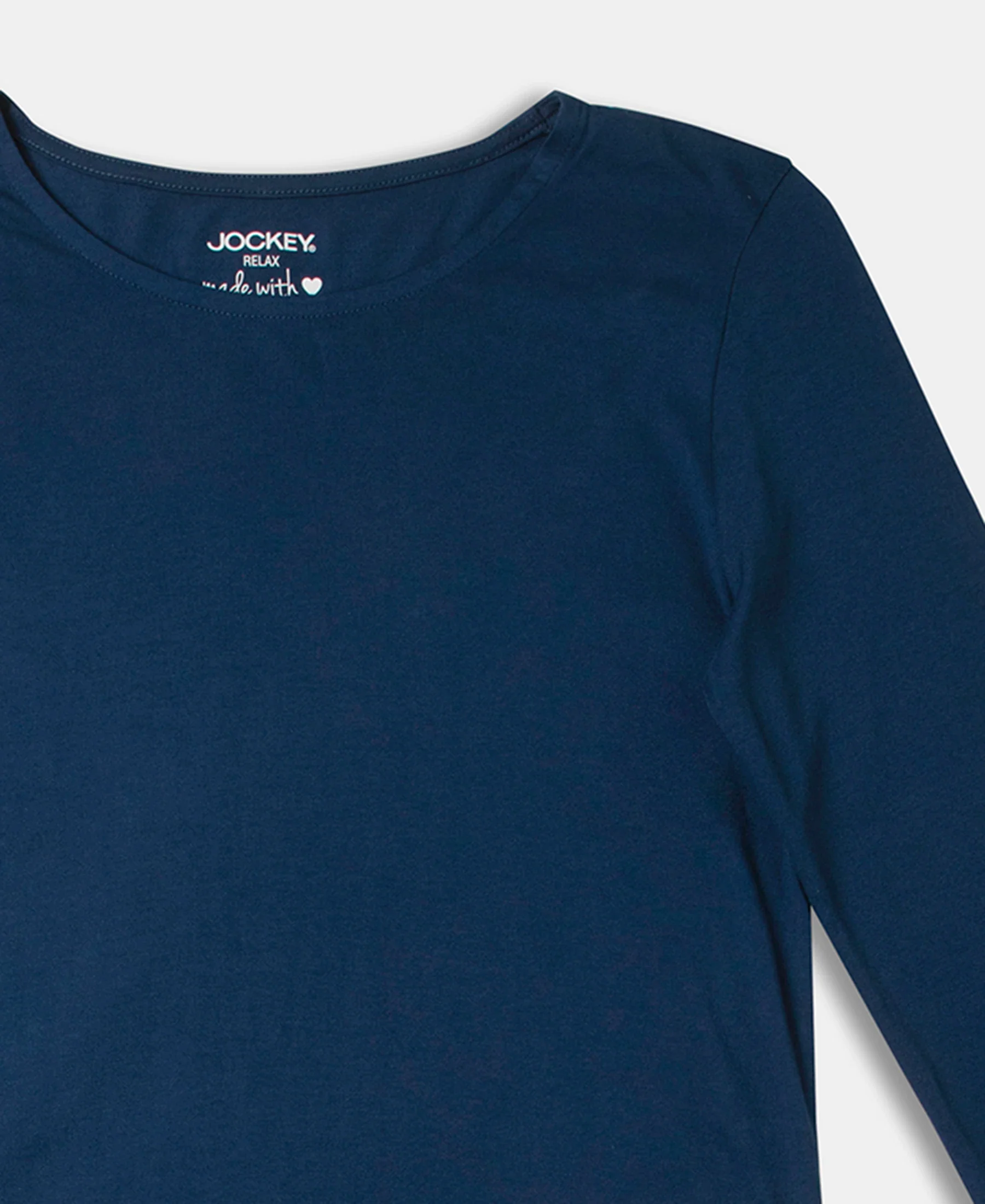 Micro Modal Cotton Relaxed Fit Solid Round Neck Full Sleeve T-Shirt with Curved Hem Styling - Pageant Blue - Image 10